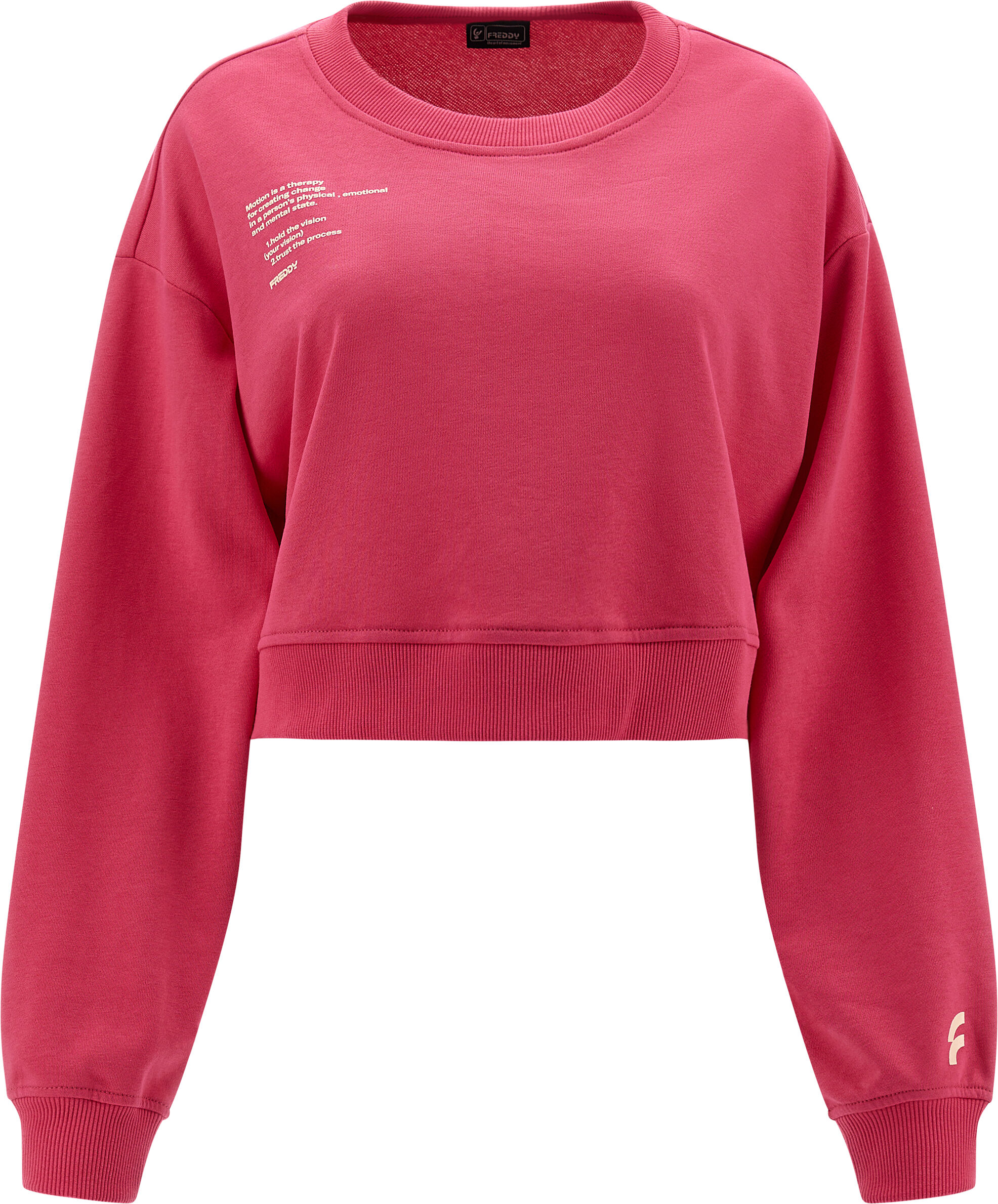 Freddy Felpa comfort cropped leggera con stampa lettering Fluo Fuchsia Donna Extra Large