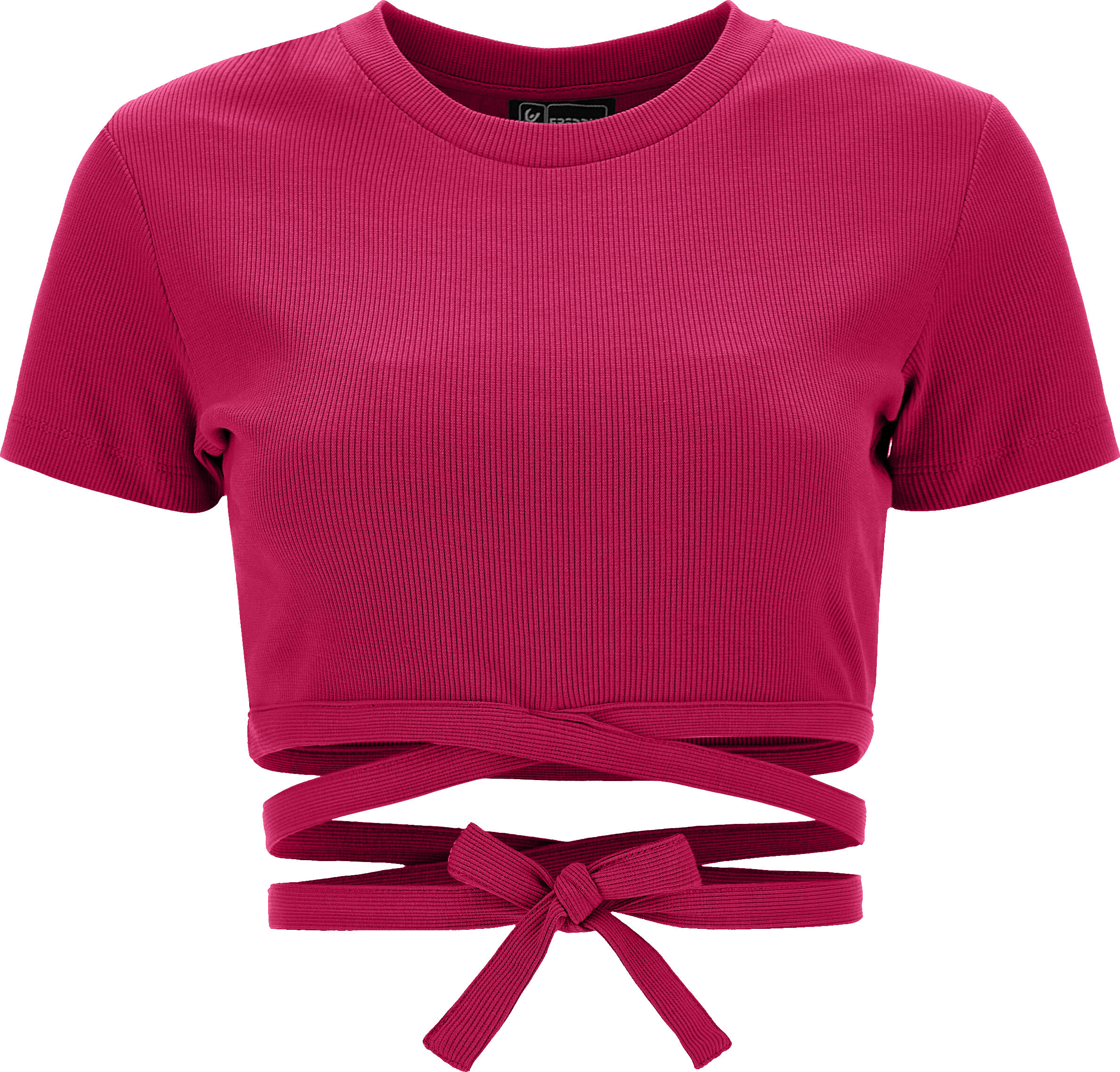 Freddy Crop top slim fit in costina con fondo annodabile Fluo Fuchsia Donna Extra Large