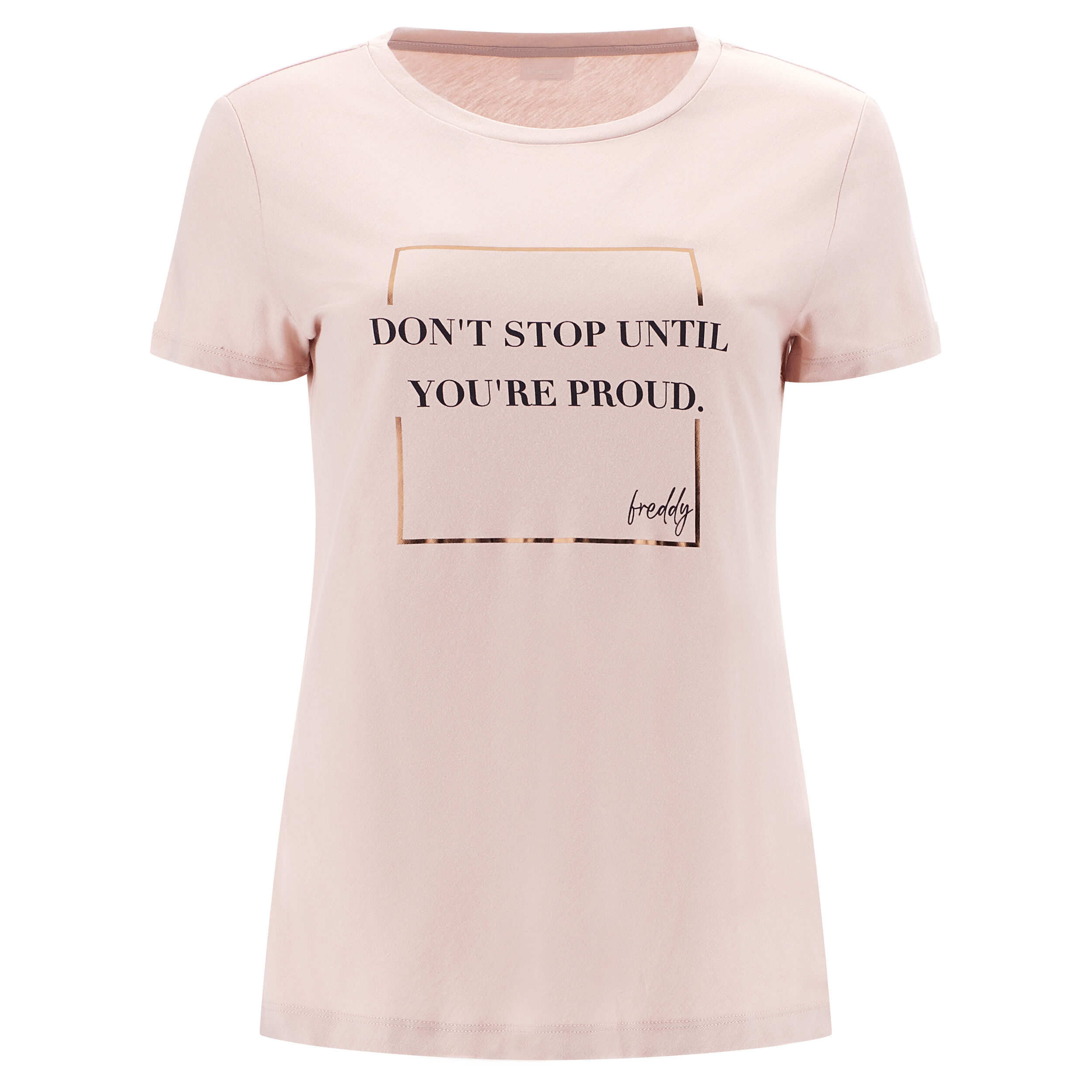 Freddy T-shirt jersey modal stampa lettering con riquadro oro rosa Smoke Rose Donna Small