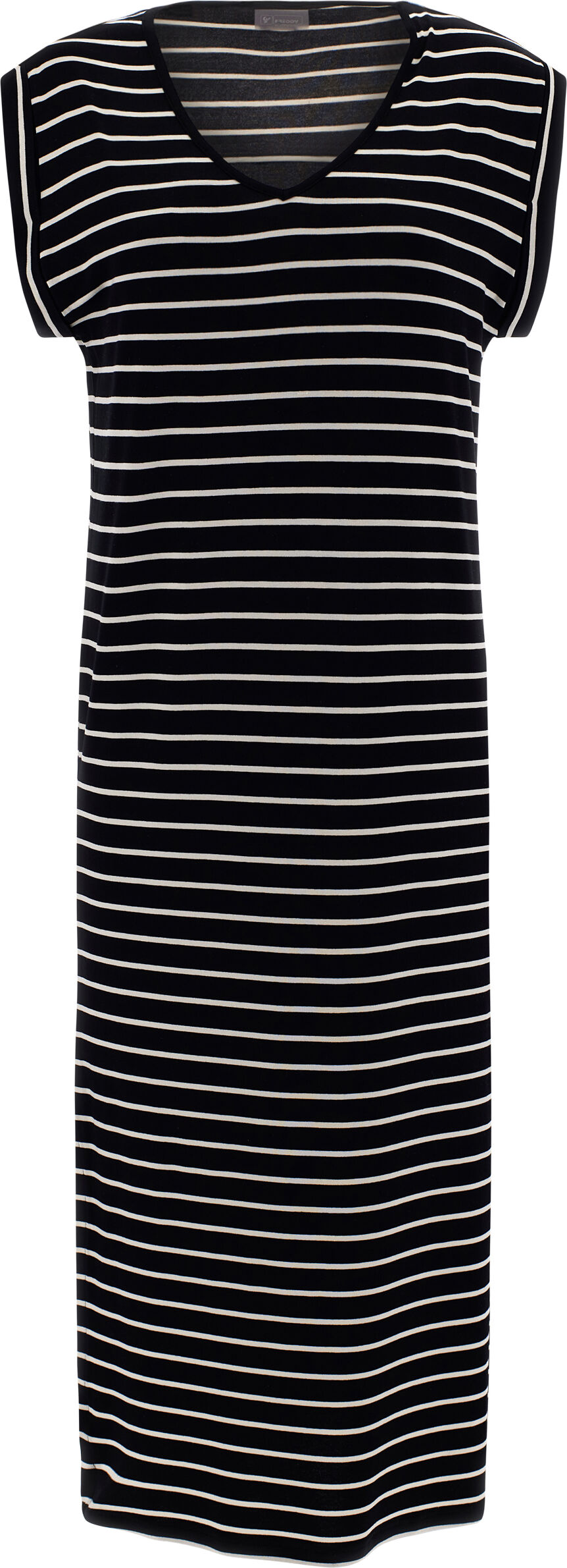 Freddy Abito comfort fit a righe con scollo a V e maniche ad aletta Black-Stripes Jet Stream Donna Extra Large