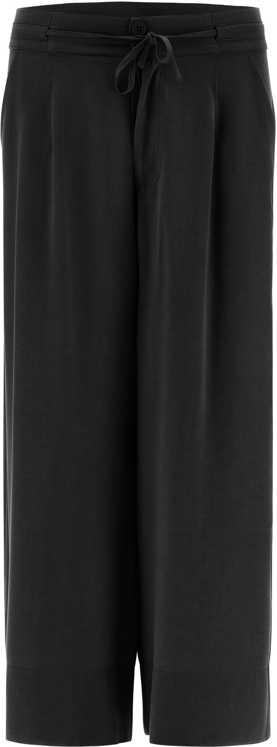 Freddy Pantaloni cropped gamba ampia in lino viscosa Nero Donna Medium