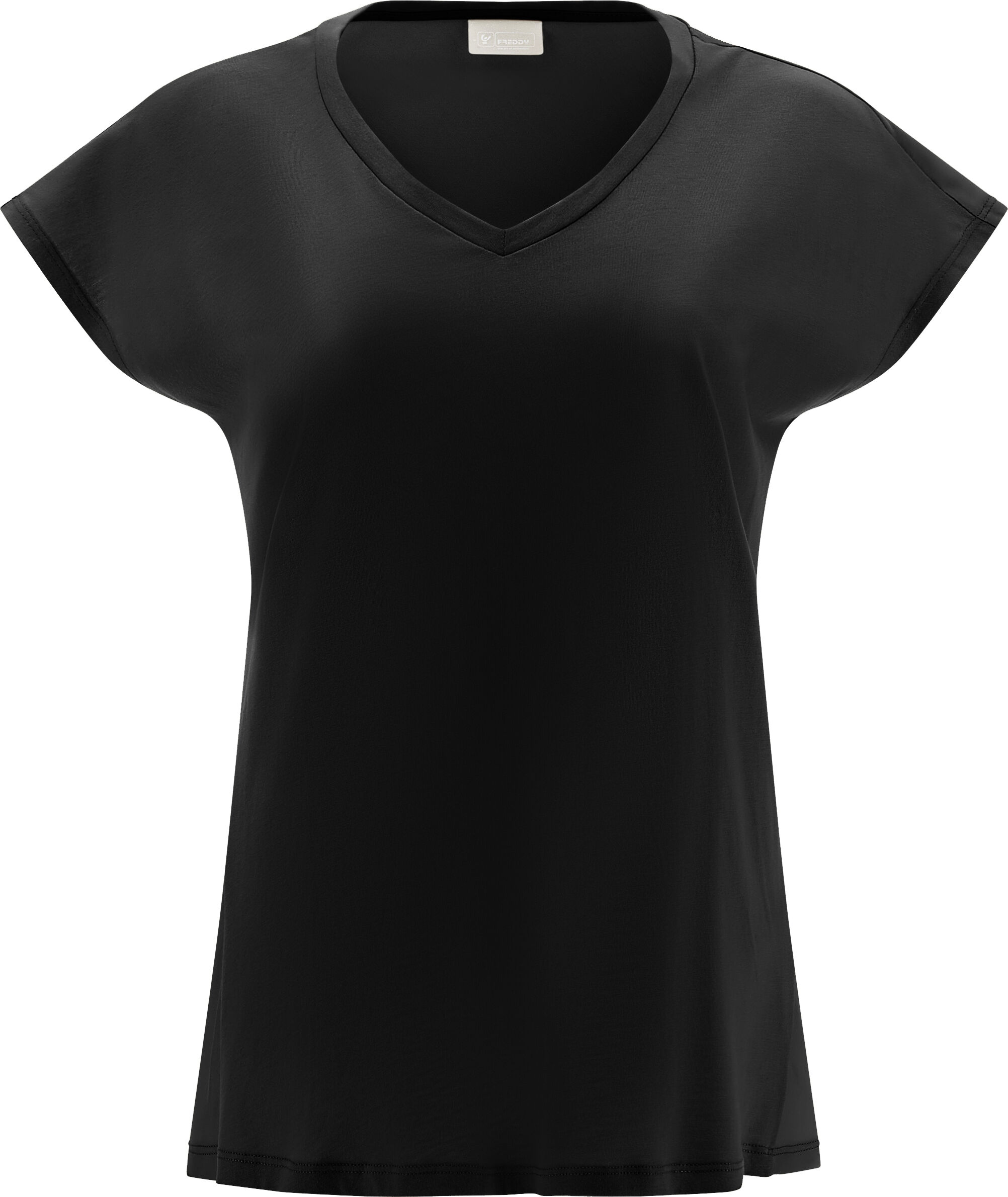 Freddy T-shirt con parte frontale in modal e posteriore in viscosa Nero Donna Small