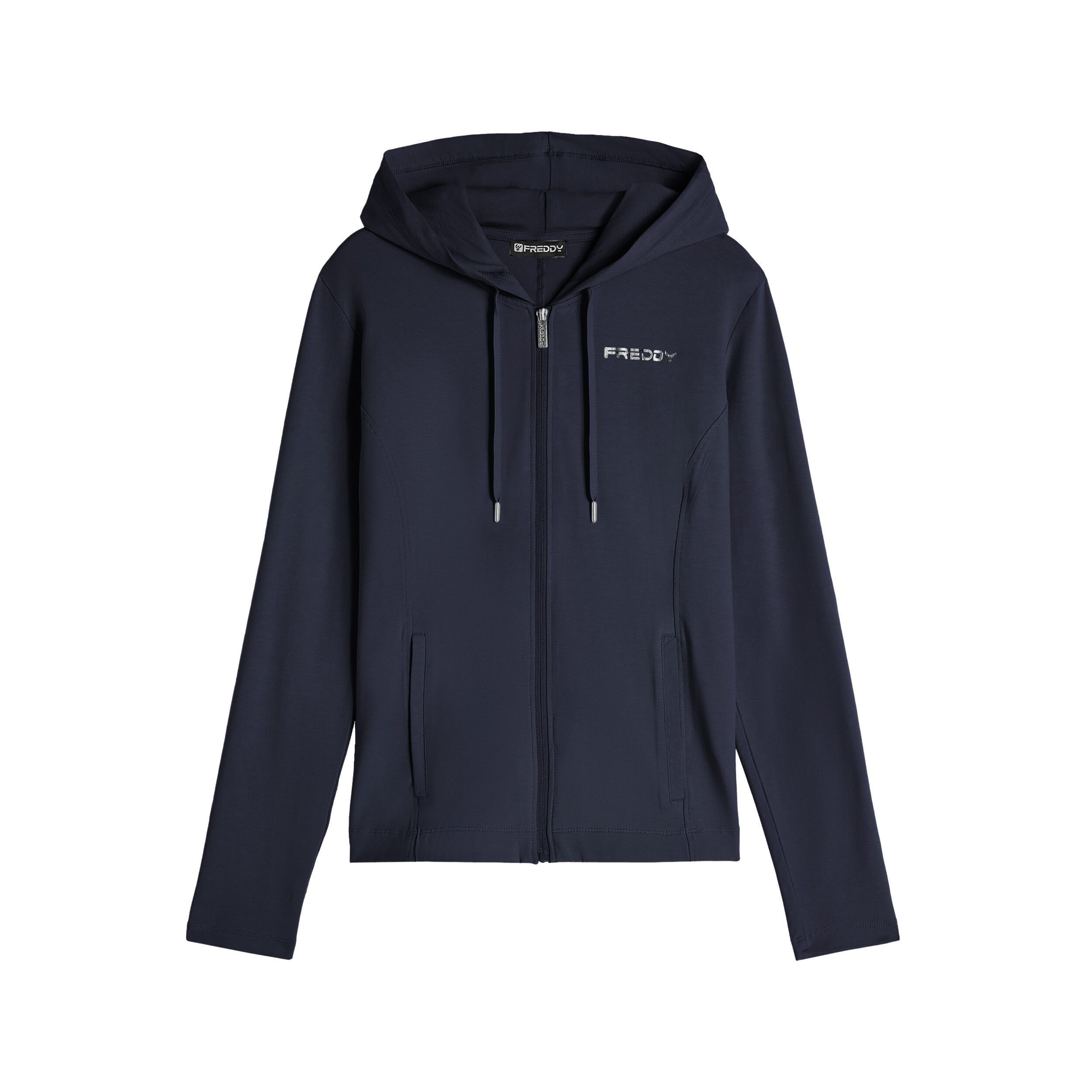 Freddy Felpa donna con zip e cappuccio con coulisse Blu Navy Donna Extra Large