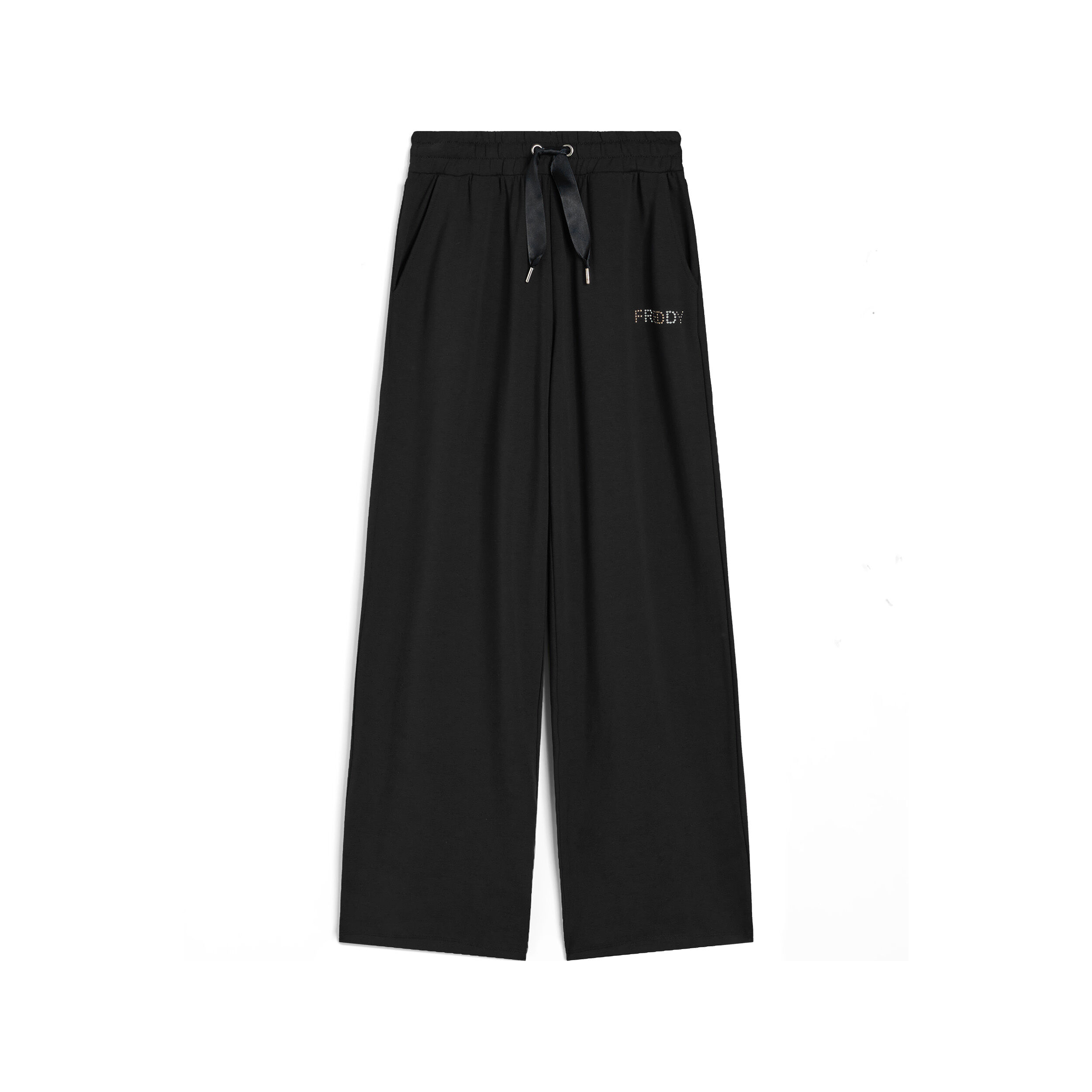 Freddy Pantaloni donna in french terry modal con gamba dritta Nero Donna Extra Large