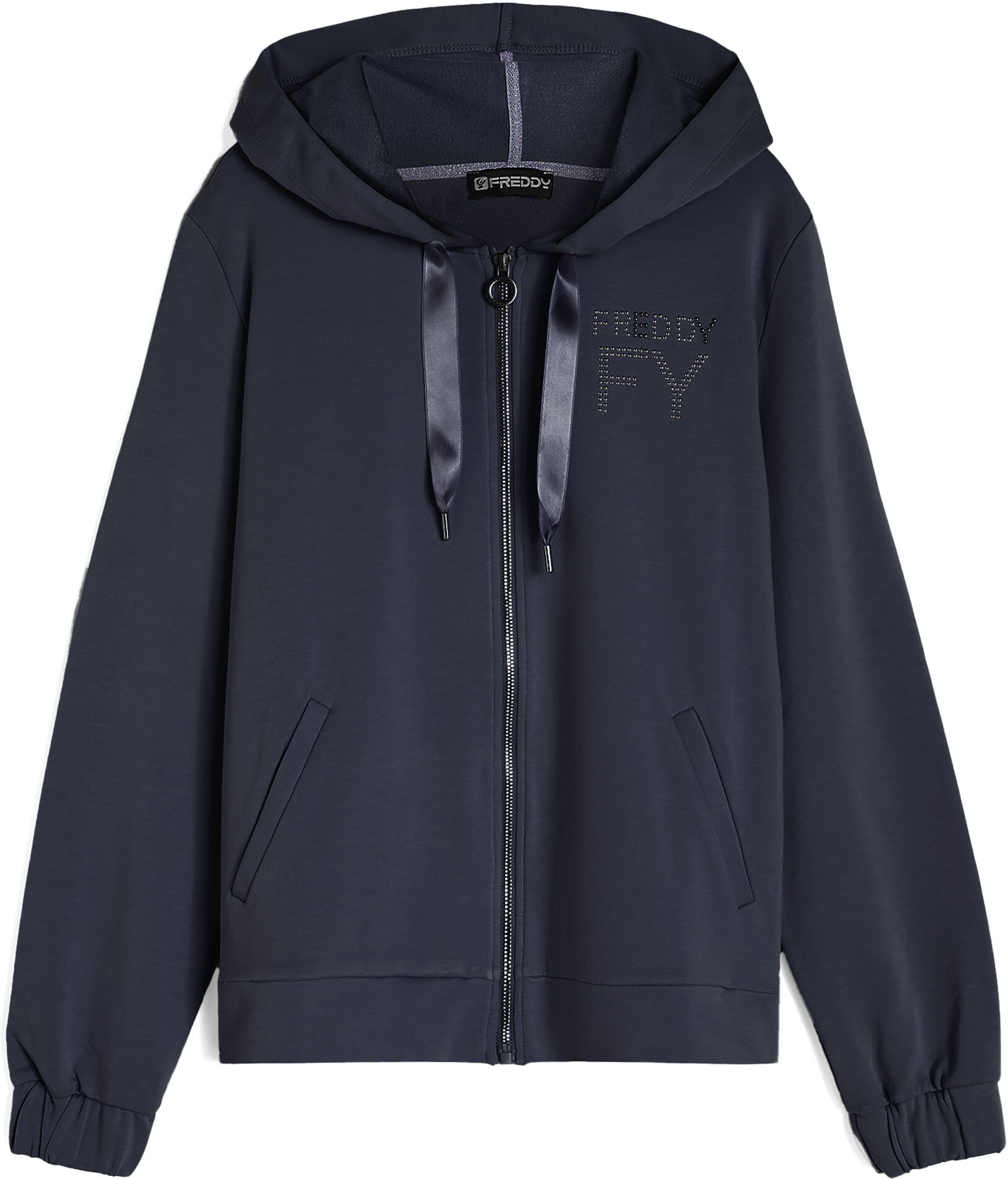 Freddy Felpa donna in french terry modal con cappuccio e zip Blu Navy Donna Extra Small