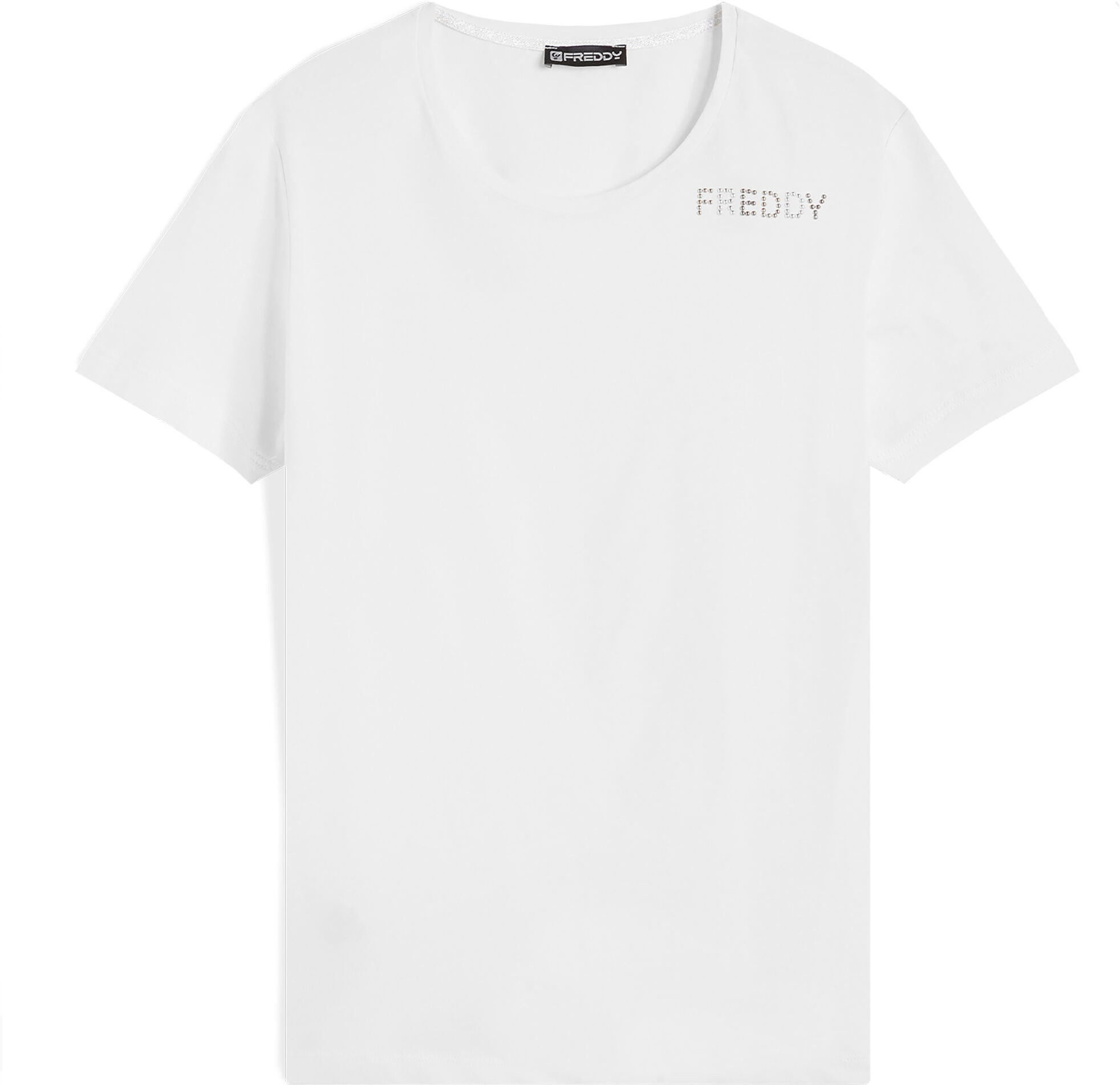 Freddy T-shirt in jersey con borchie metallizzate sui fianchi Bianco Donna Extra Large