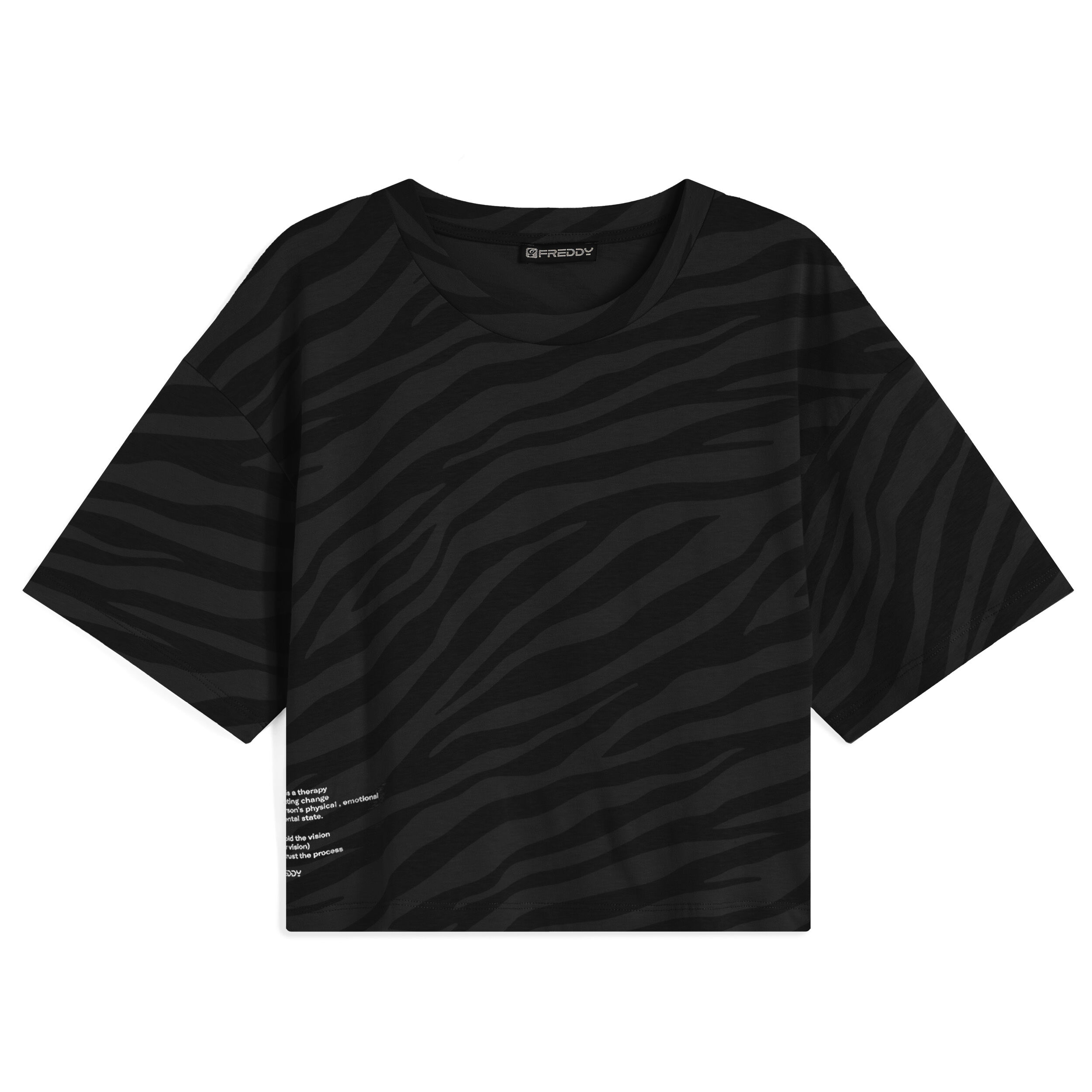 Freddy T-shirt corta da donna in jersey stampa zebrata in tono Zebra Animalier - Black Donna Extra Small