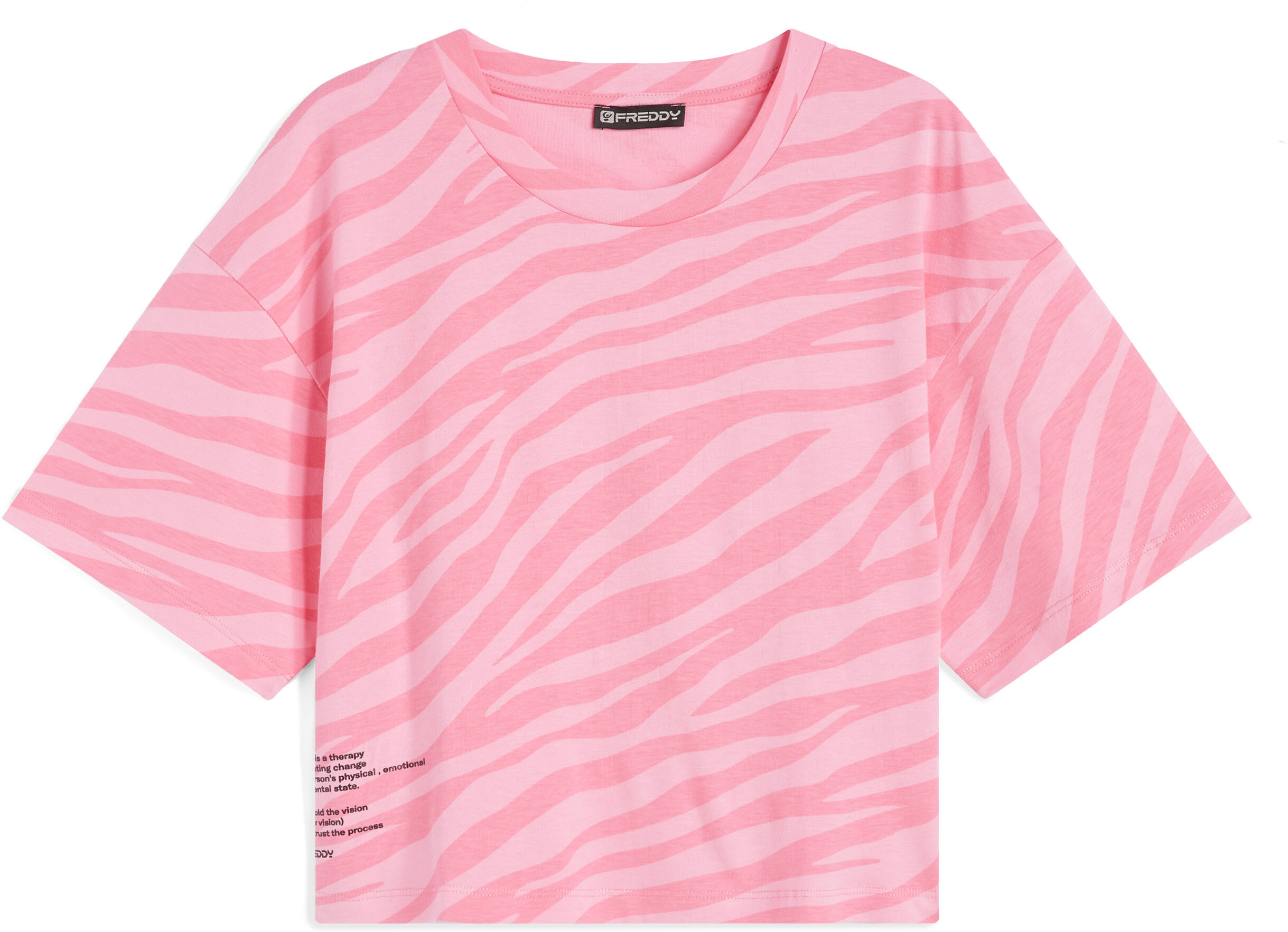 Freddy T-shirt corta da donna in jersey stampa zebrata in tono Zebra Animalier - Pink Donna Extra Small