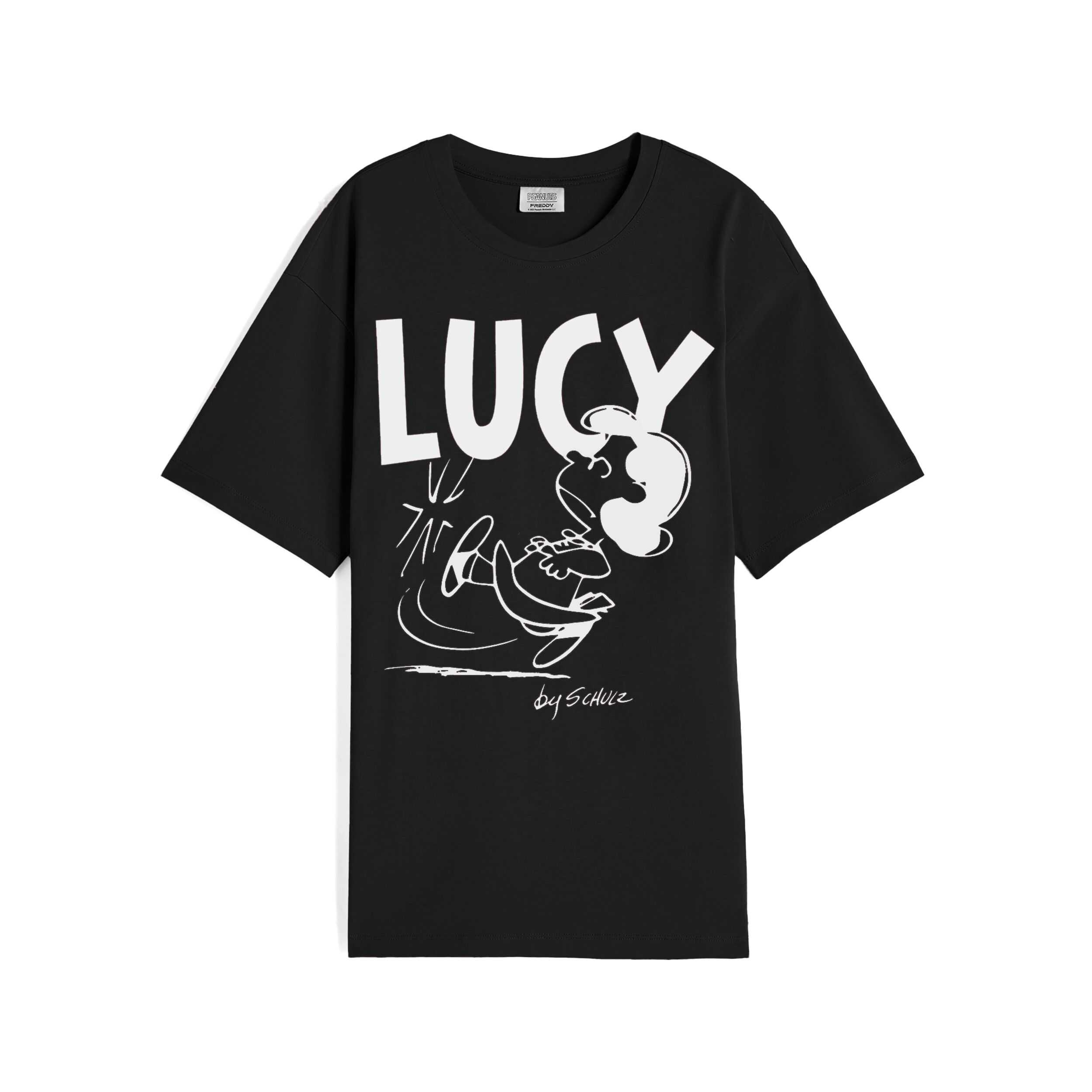 Freddy T-shirt donna oversize in jersey con grafica Peanuts Nero Donna Extra Large