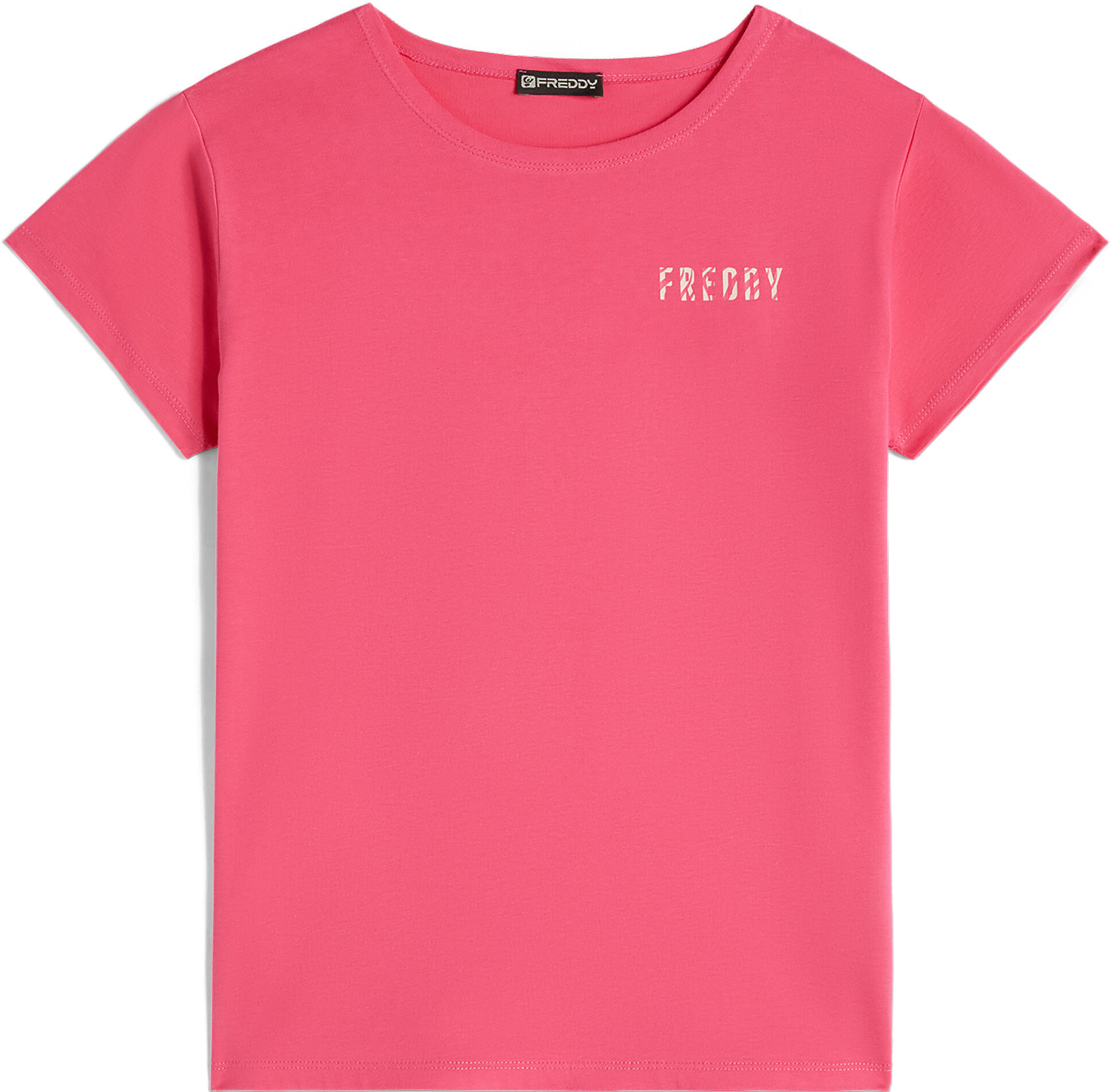 Freddy T-shirt donna in jersey con piccolo logo zebrato Fuchsia-Zebra Fuchsia On Beige Donna Extra Large