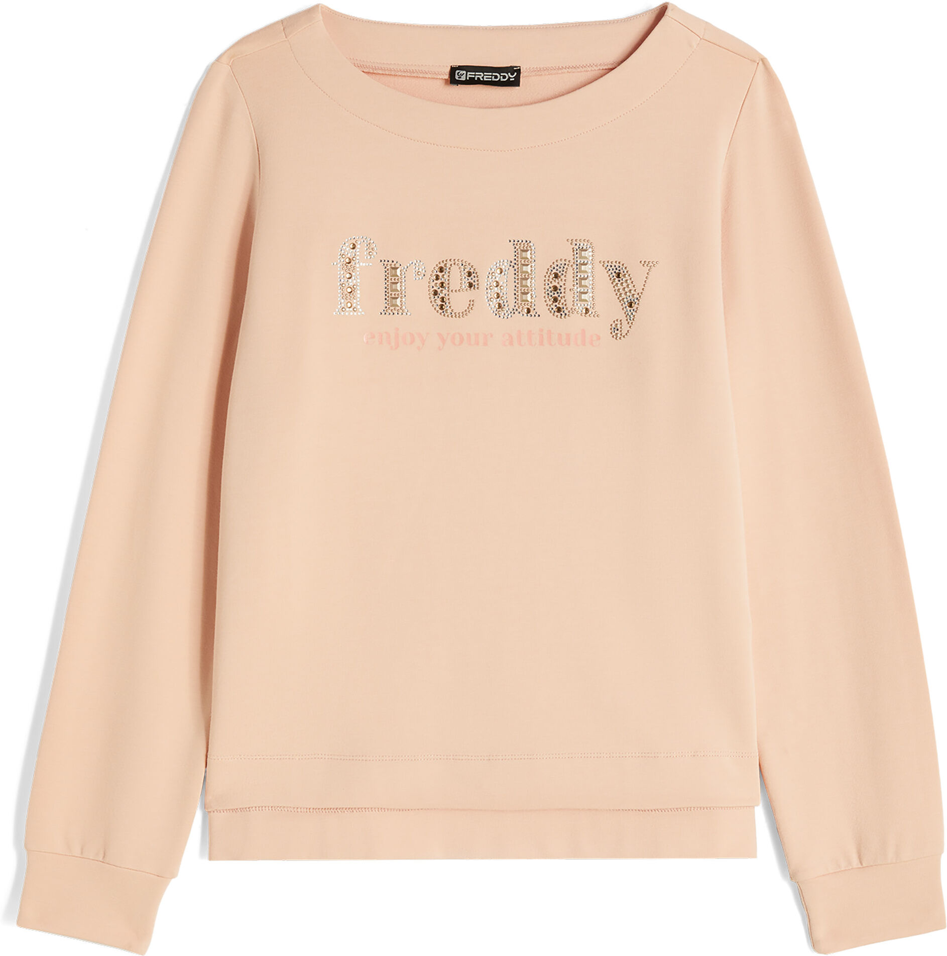 Freddy Felpa girocollo in french terry modal con logo in strass Pink Sand Donna Extra Large