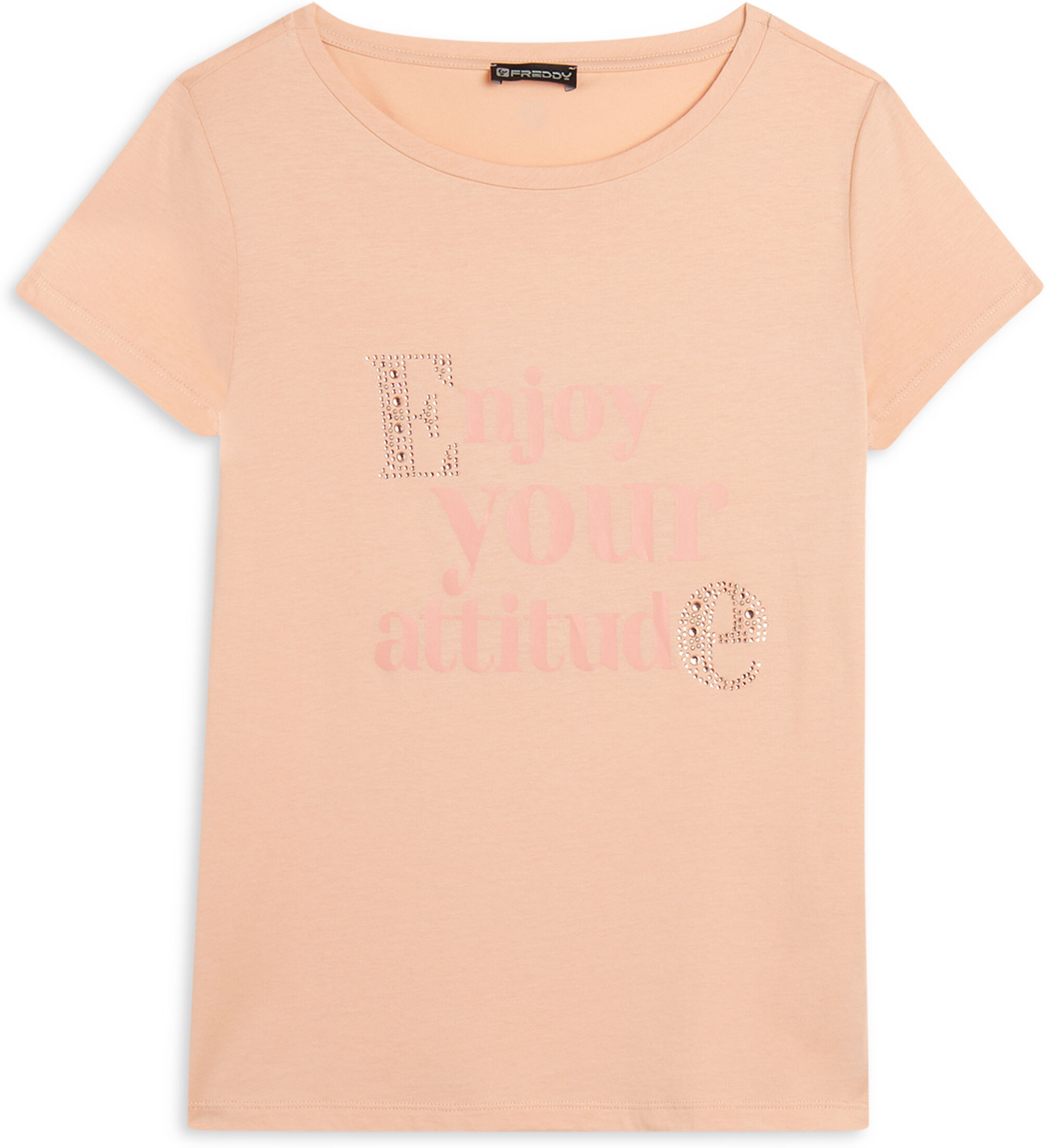 Freddy T-shirt donna in jersey modal con grafica lucida e strass Pink Sand Donna Extra Large