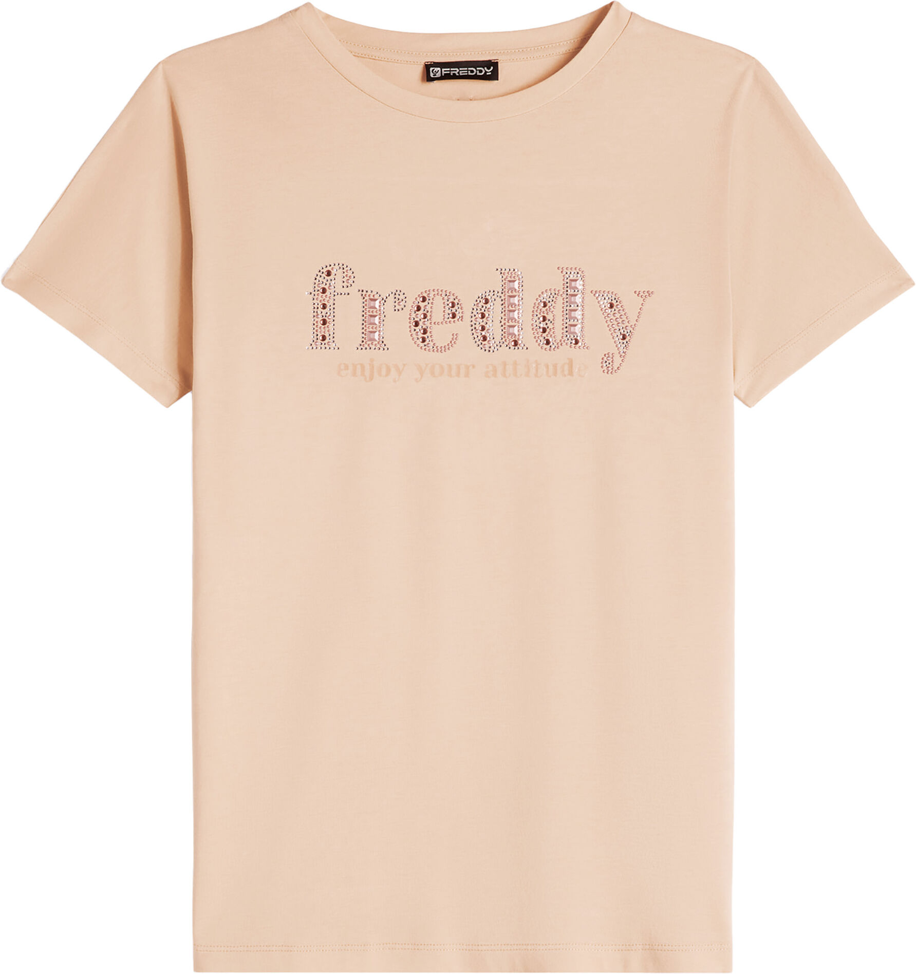 Freddy T-shirt donna in jersey modal con logo composto da strass Pink Sand Donna Extra Small