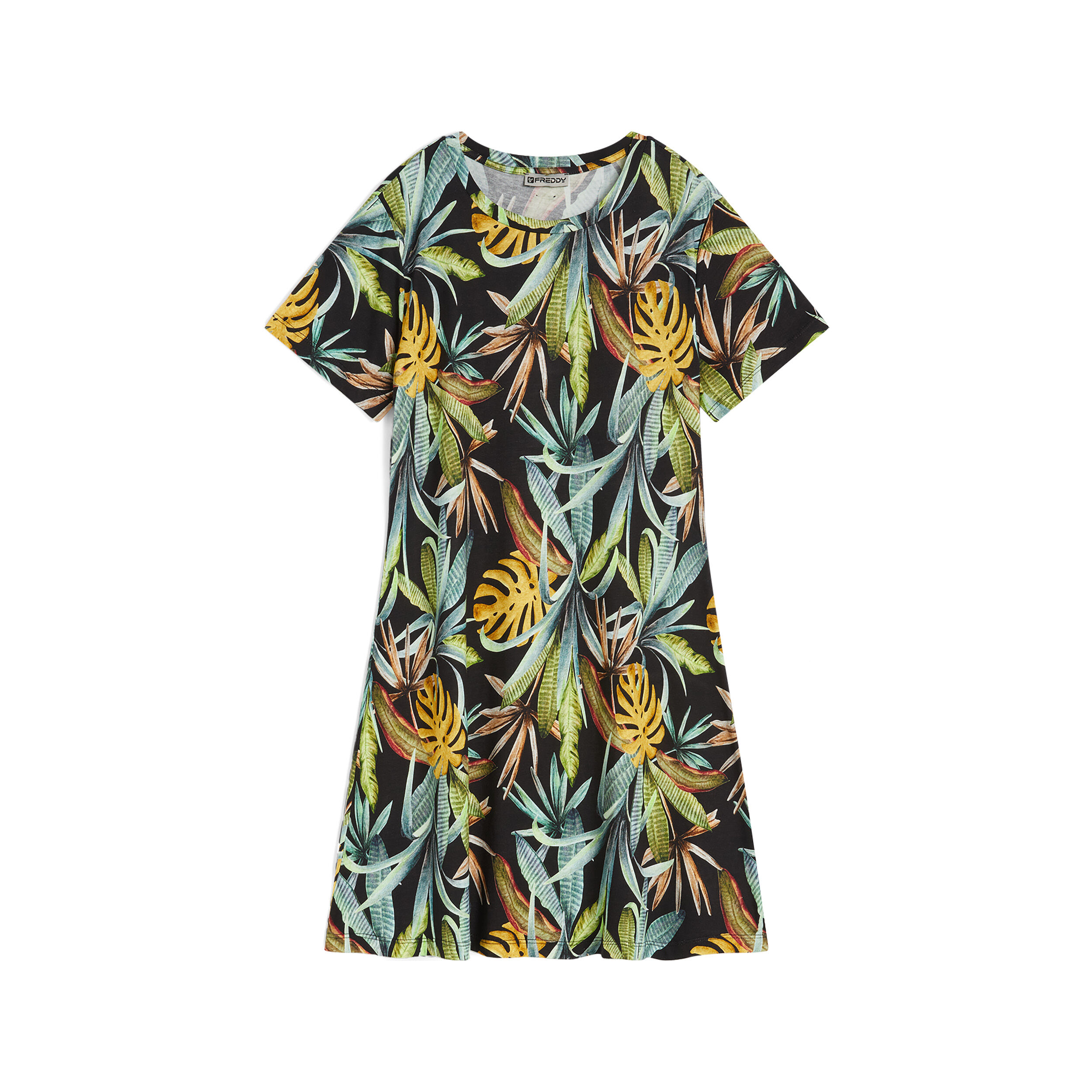 Freddy Abito skater in jersey modal stampa tropical all over Black - Allover Flower Donna Extra Large