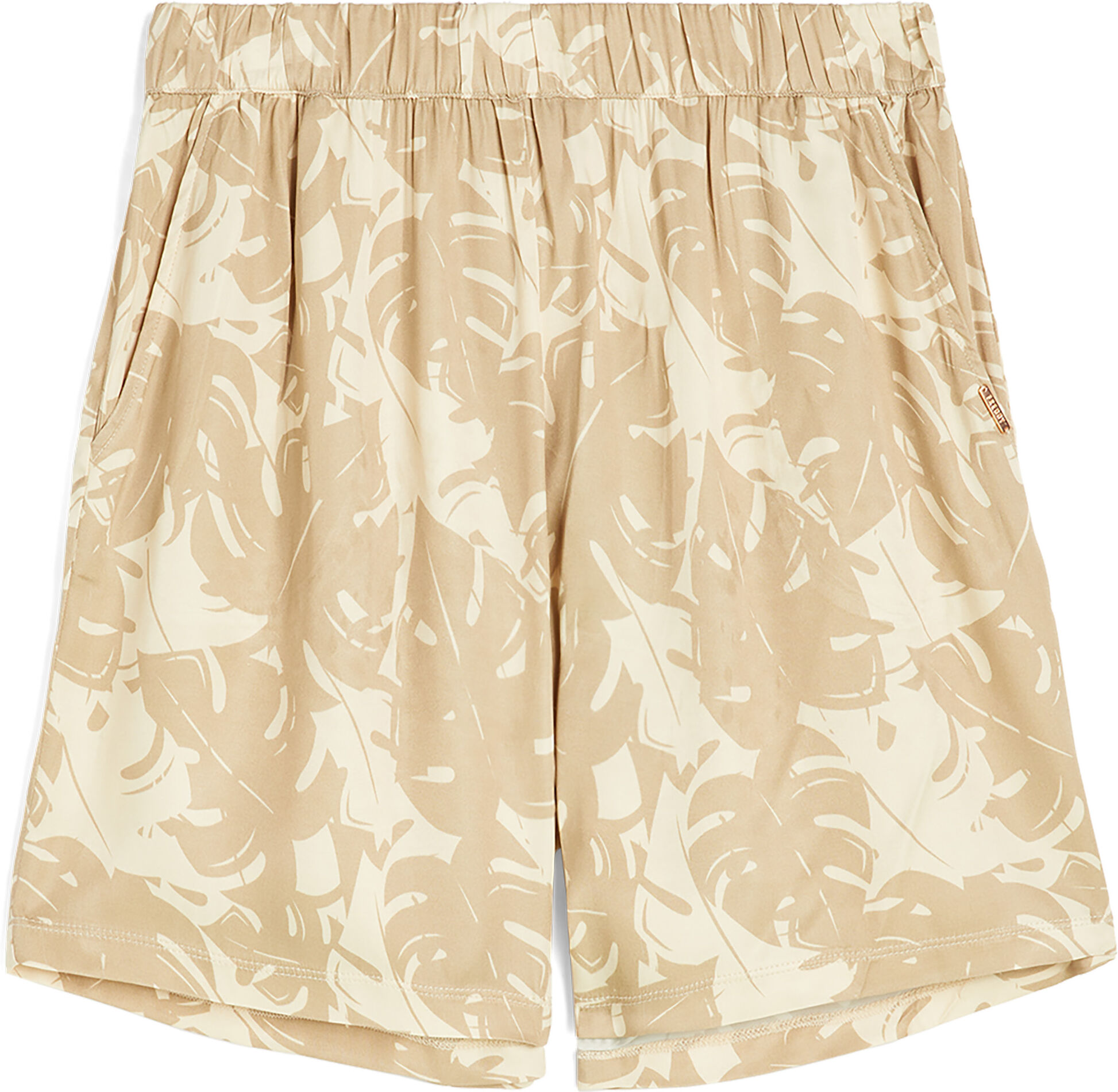 Freddy Pantaloni short donna in satin di viscosa fantasia tropical Beige And White Allover Flower Donna Extra Large