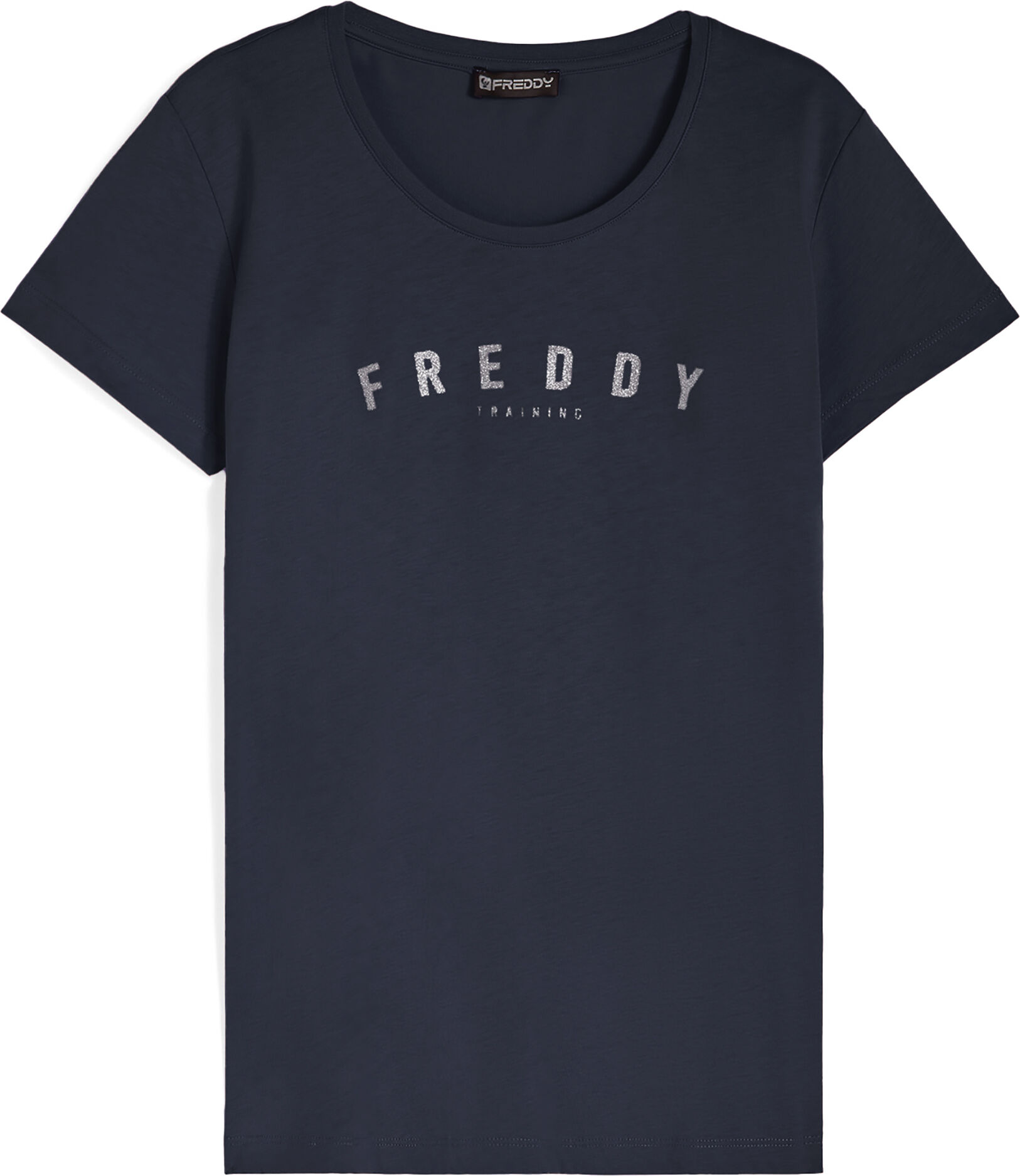 Freddy T-shirt donna regular fit in jersey leggero con logo glitter Blu Navy Donna Extra Large