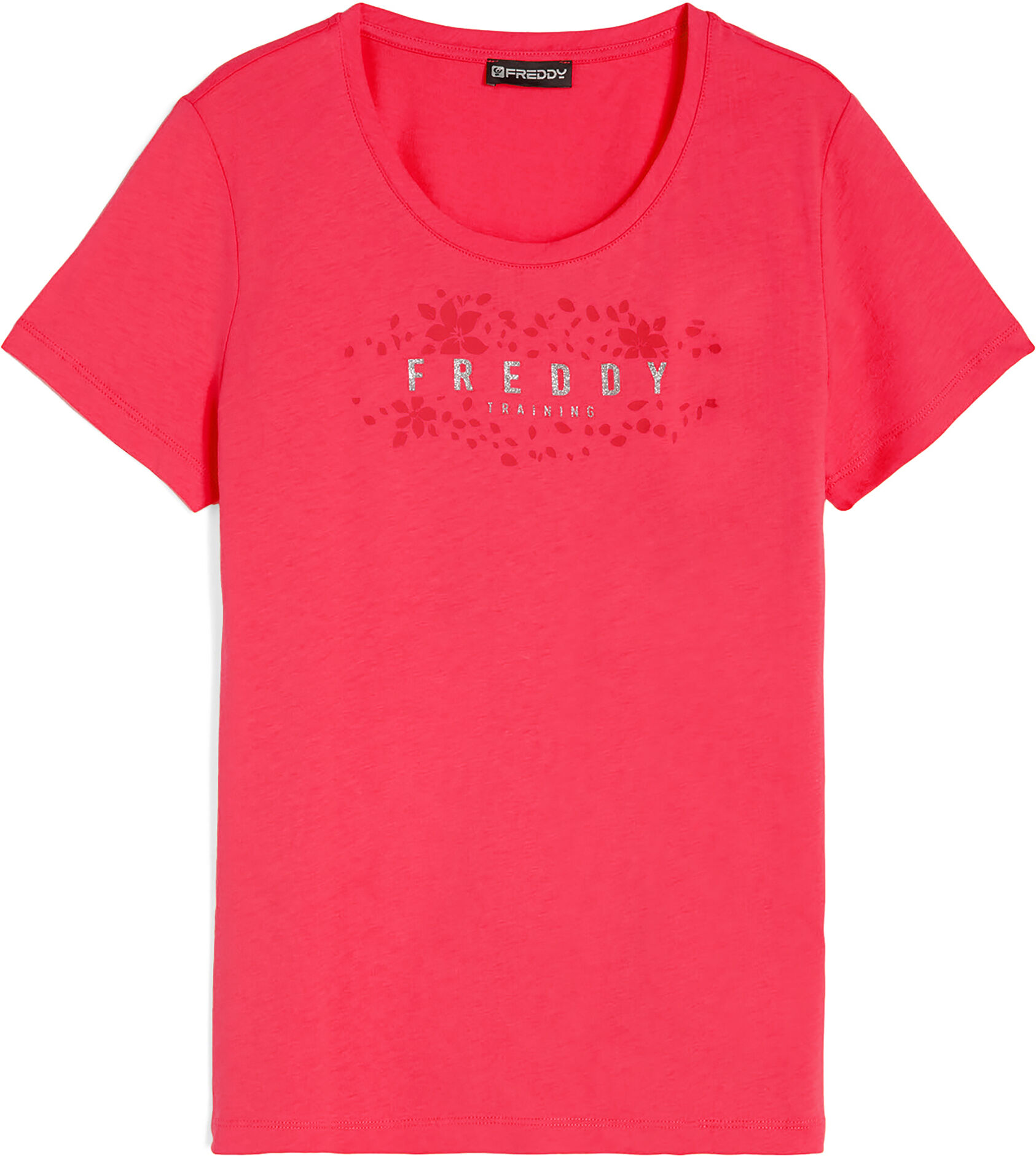 Freddy T-shirt in jersey leggero con grafica floreale e glitter Rose Red Donna Extra Small