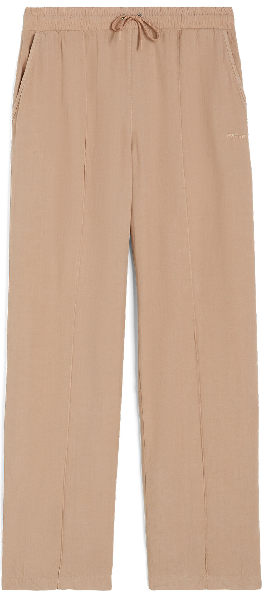 Freddy Pantaloni donna gamba ampia in lino viscosa Warm Taupe Donna Extra Large