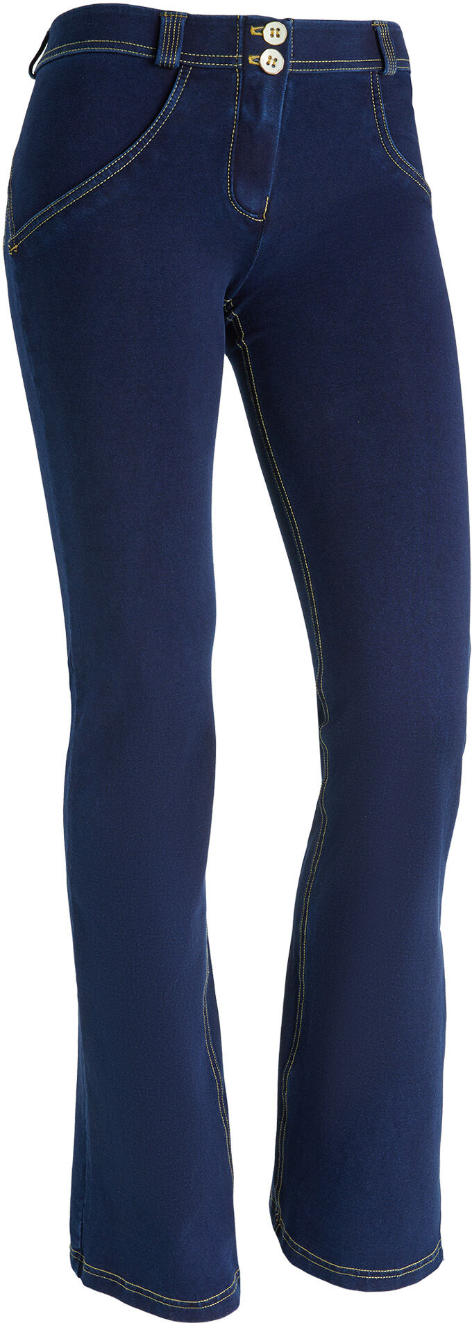 Freddy Jeggings push up WR.UP® con vita bassa e fondo flare Jeans Scuro- Cuciture Gialle Donna Large