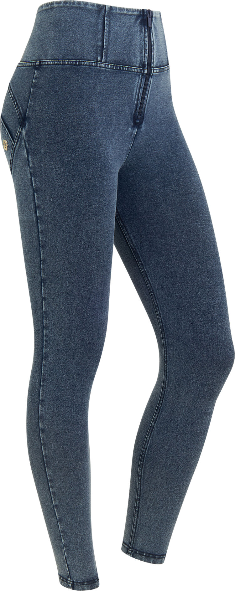 Freddy Jeggings push up WR.UP® 7/8 superskinny vita alta con zip Denim Blu Scuro-Blue Seams Donna Extra Large