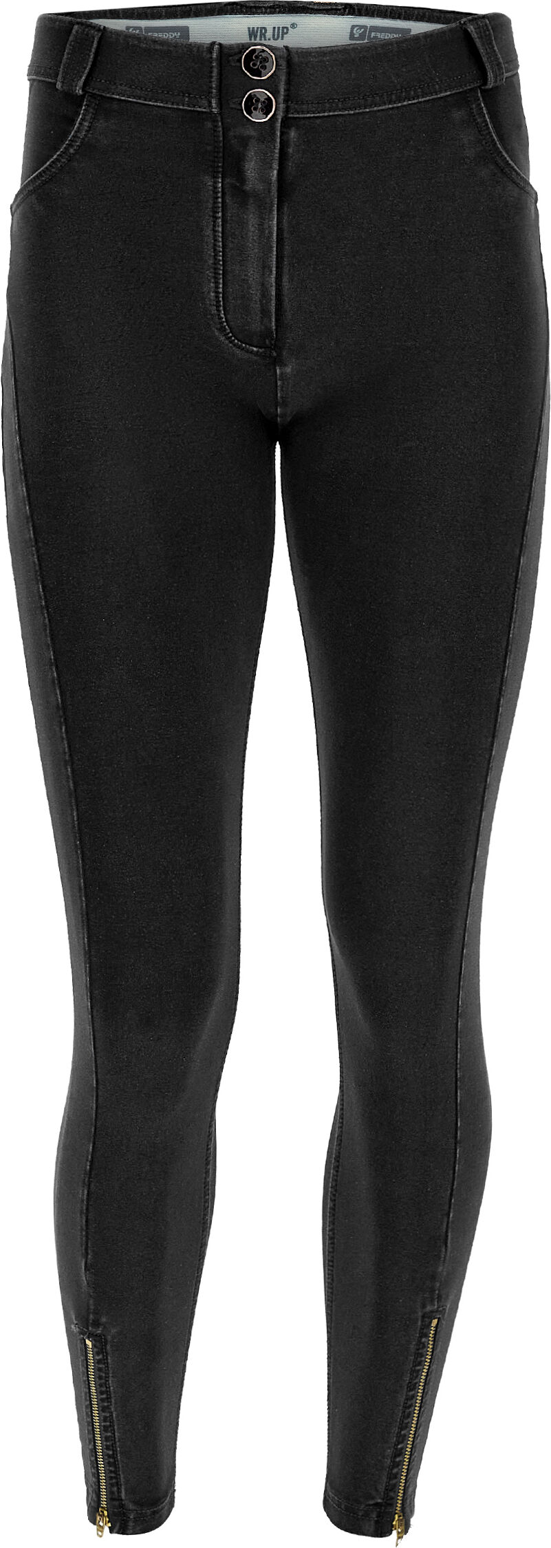 Freddy Jeggings push up WR.UP® vita alta 7/8 con zip sul fondo Jeans Nero-Cuciture In Tono Donna Small