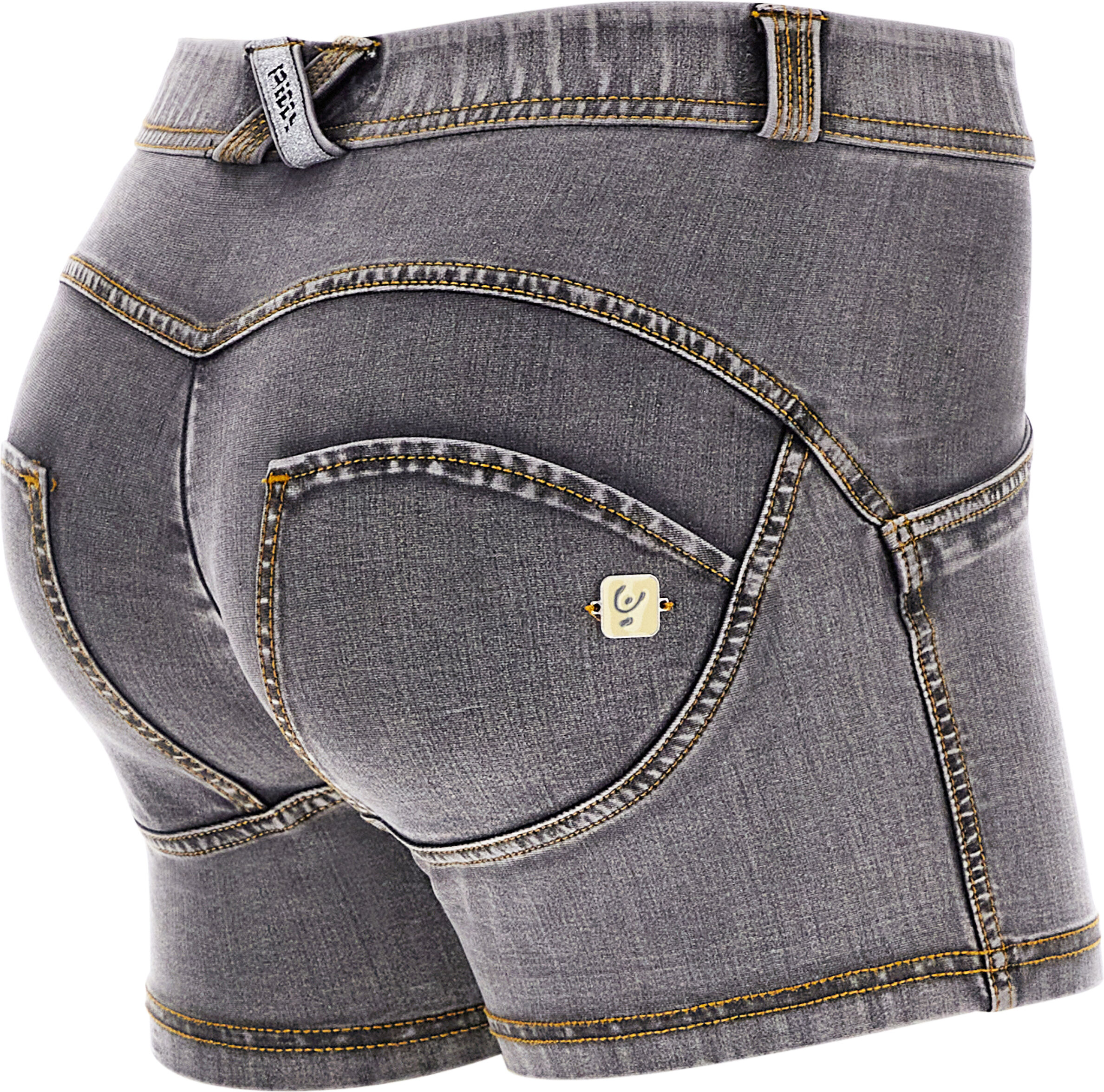 Freddy Shorts push up WR.UP® sostenibili in jersey effetto denim Gray Jeans-Yellow Seams Donna Extra Large