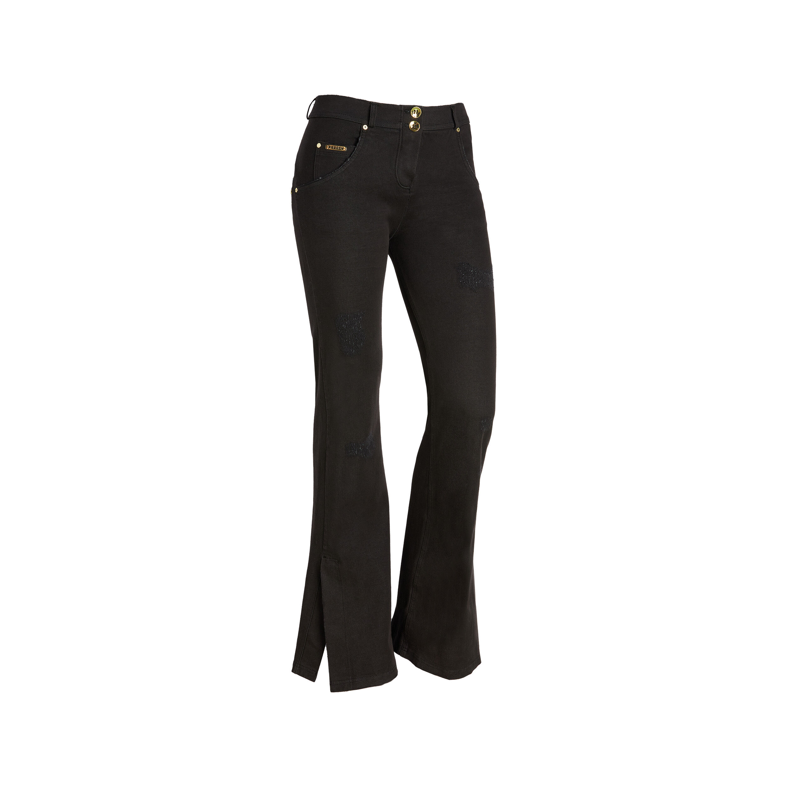 Freddy Jeans push up WR.UP® distressed fondo flare con aperture Nero Donna Extra Small
