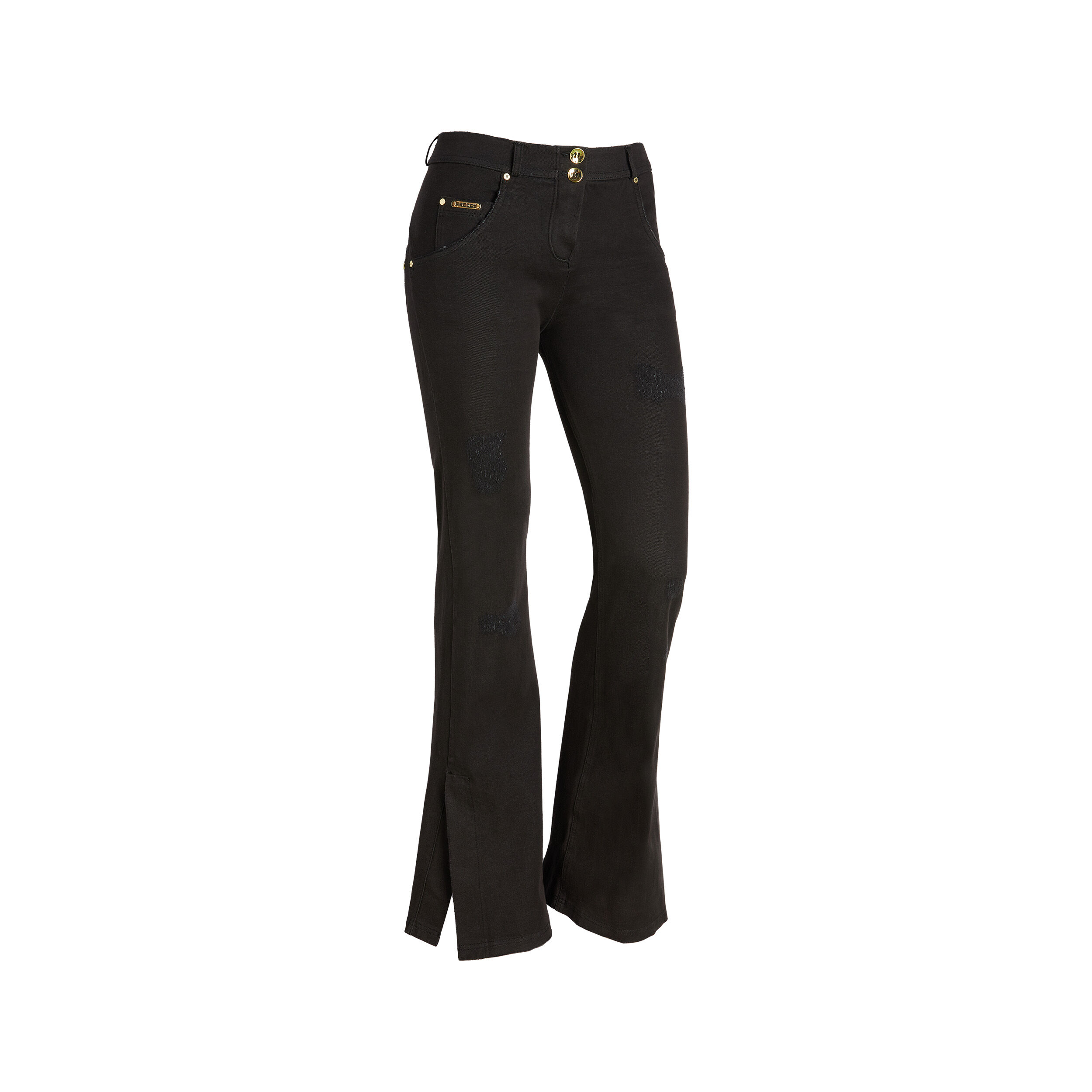 Freddy Jeans push up WR.UP® distressed fondo flare con aperture Nero Donna Small