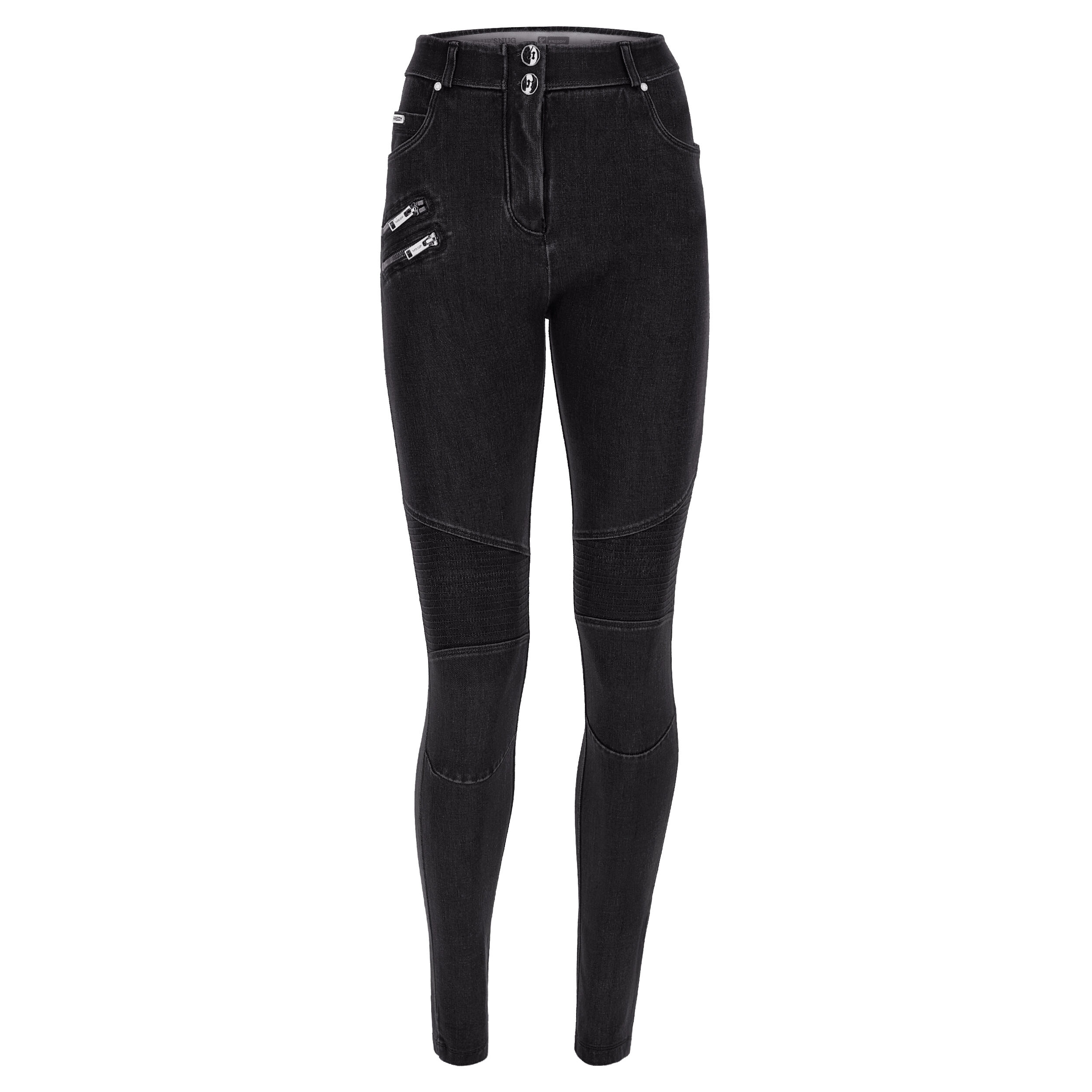 Freddy Jeans WR.UP® in denim navetta con dettagli stile biker Jeans Nero-Cuciture In Tono Donna Xxs