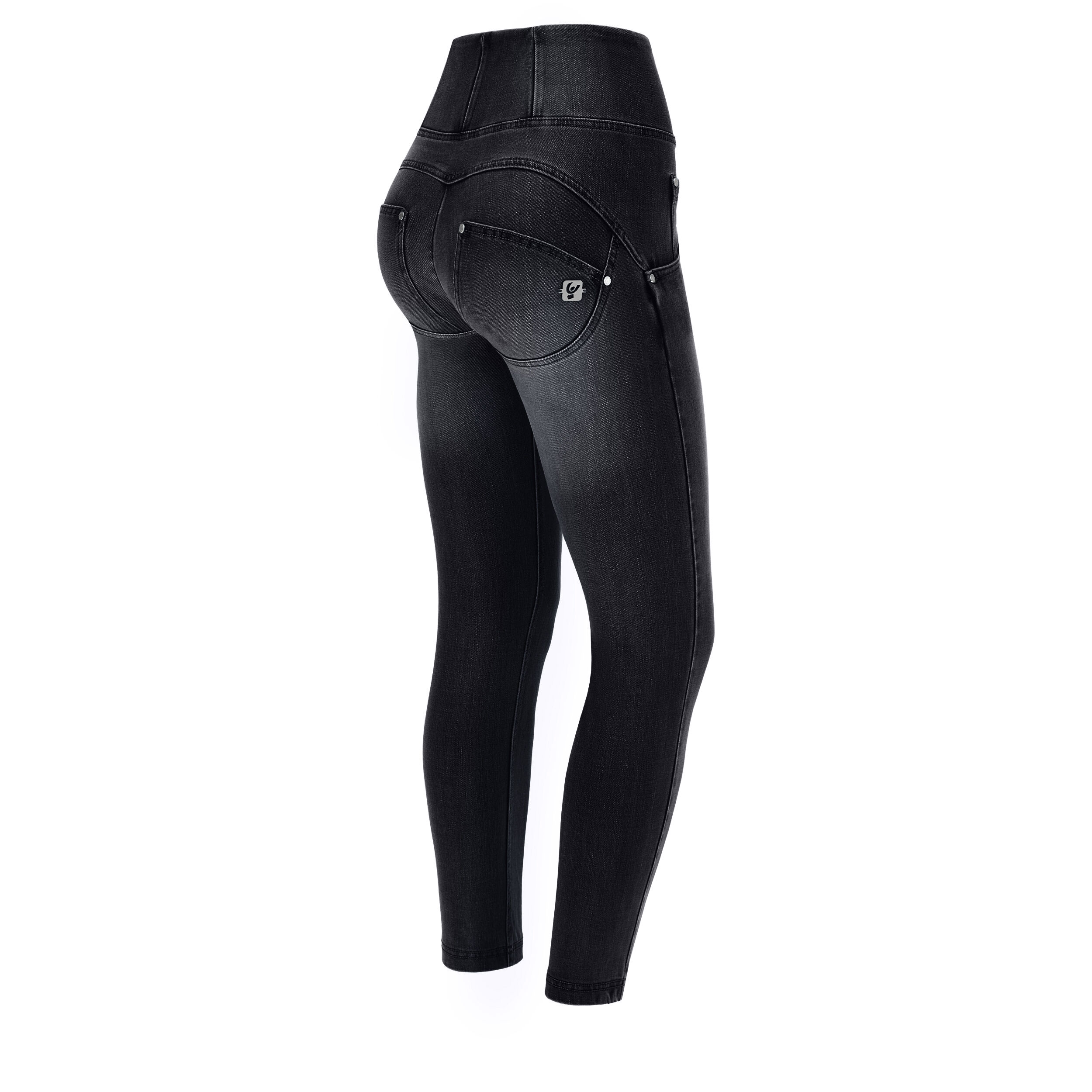 Freddy Jeans push up WR.UP® 7/8 superskinny effetto used vita alta Jeans Nero-Cuciture In Tono Donna Small