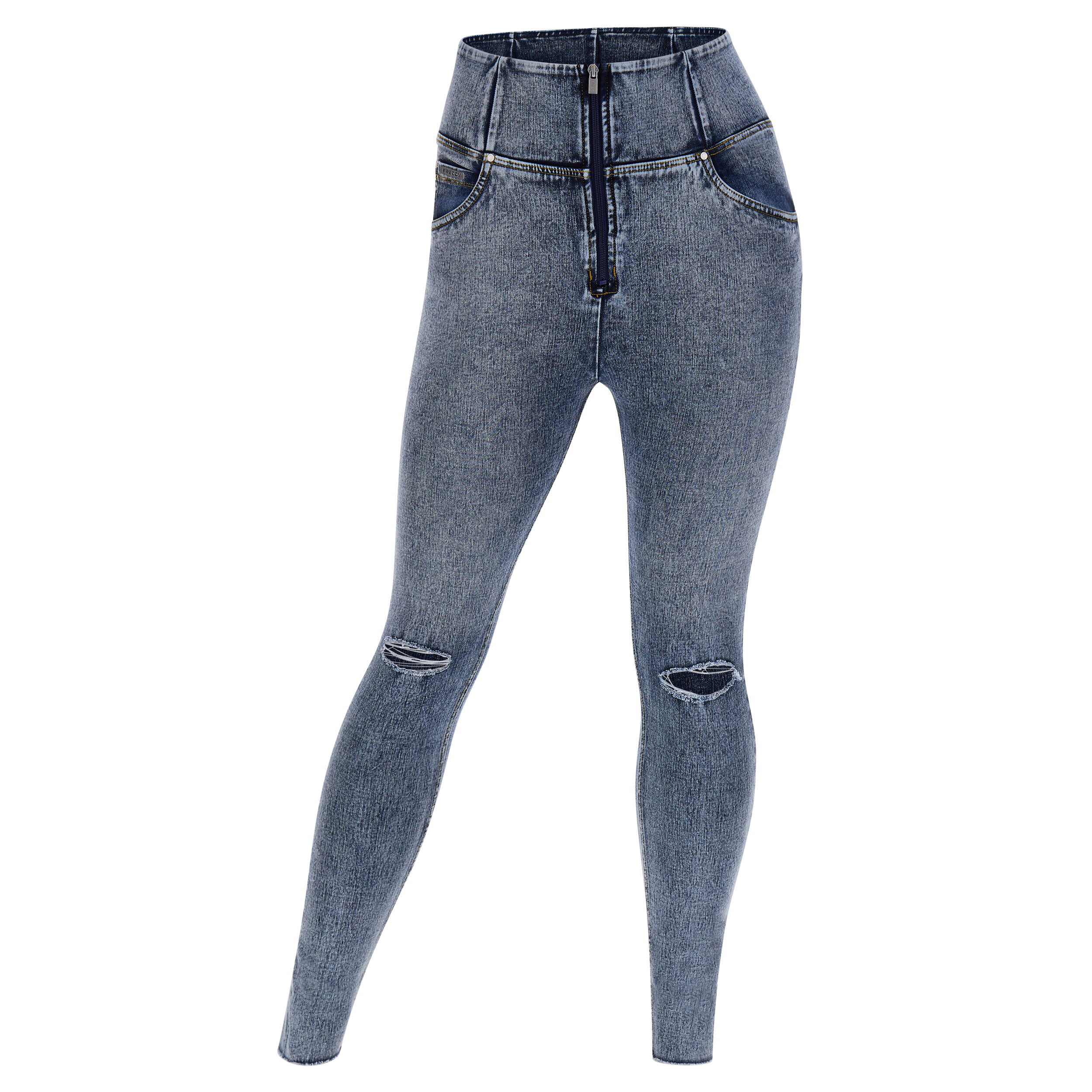 Freddy Jeans push up WR.UP® 7/8 curvy vita alta denim marble wash Jeans Slavato-Cuciture Gialle Donna Large