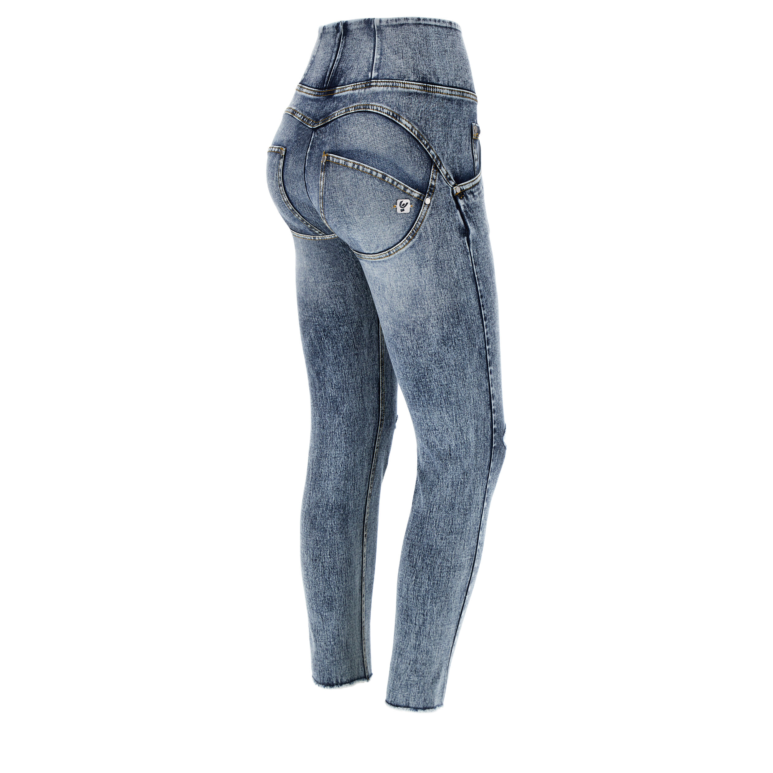 Freddy Jeans push up WR.UP® 7/8 superskinny denim effetto marble wash Jeans Slavato-Cuciture Gialle Donna Extra Large