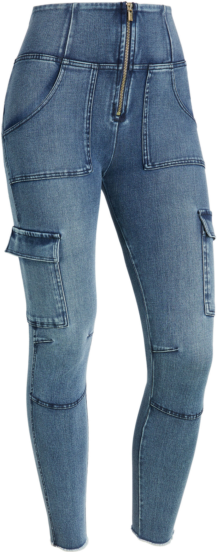 Freddy Jeans push up WR.UP® stile cargo vita alta e lunghezza 7/8 Denim Blu Scuro-Blue Seams Donna Extra Large