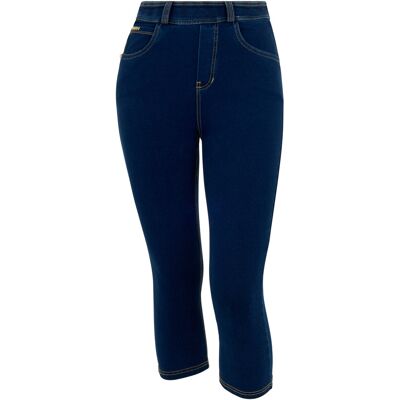 Freddy Pantaloni capri effetto denim con 5 tasche Denim Indigo+Beige Seams Donna Extra Large Freddy Pantaloni capri effetto denim con 5 tasche Denim Indigo+Beige Seams Donna Extra Large