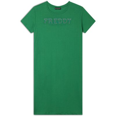 Freddy Vestito in jersey con perline dorate Bright Green Donna Extra Small Freddy Vestito in jersey con perline dorate Bright Green Donna Extra Small