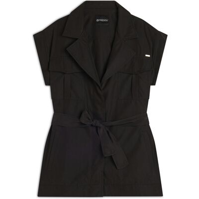 Freddy Trench donna senza maniche con cintura in vita Nero Donna Small Freddy Trench donna senza maniche con cintura in vita Nero Donna Small