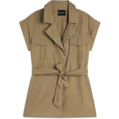Freddy Trench donna senza maniche con cintura in vita Aloe Donna Small Freddy Trench donna senza maniche con cintura in vita Aloe Donna Small