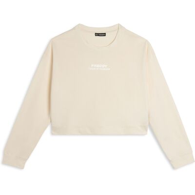 Freddy Felpa cropped comfort fit con grafica frontale Coconut Milk Donna Extra Small Freddy Felpa cropped comfort fit con grafica frontale Coconut Milk Donna Extra Small