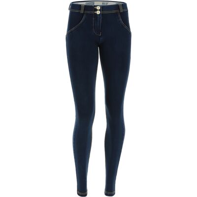 Freddy Pantalone WR.UP® skinny vita e lunghezza regular in denim scuro Jeans Scuro-Cuciture Gialle Donna Extra Small Freddy Pantalone WR.UP® skinny vita e lunghezza regular in denim scuro Jeans Scuro-Cuciture Gialle Donna Extra Small