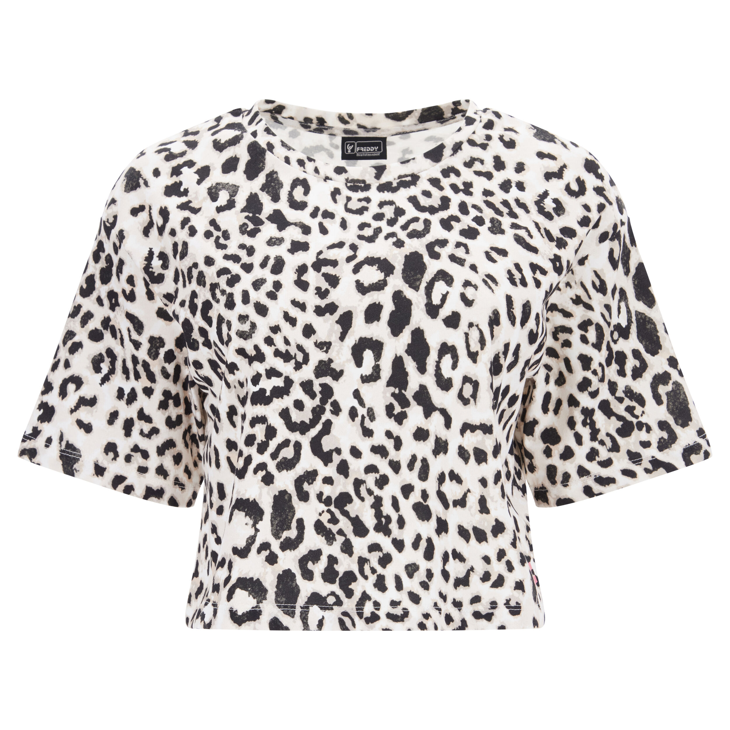 Freddy T-shirt cropped maniche a kimono e stampa leopardata all over Animalier Donna Extra Large