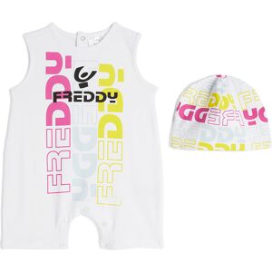 Freddy Set neonato con tutina e cuffietta con stampe colorata Bianco Junior 18 Mesi