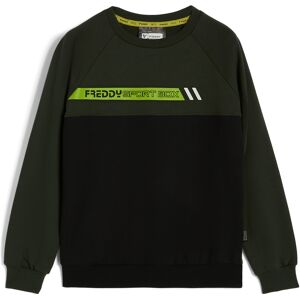 Freddy Felpa bambino con maniche raglan e stampa fluo Verde Militare Junior 12 Anni