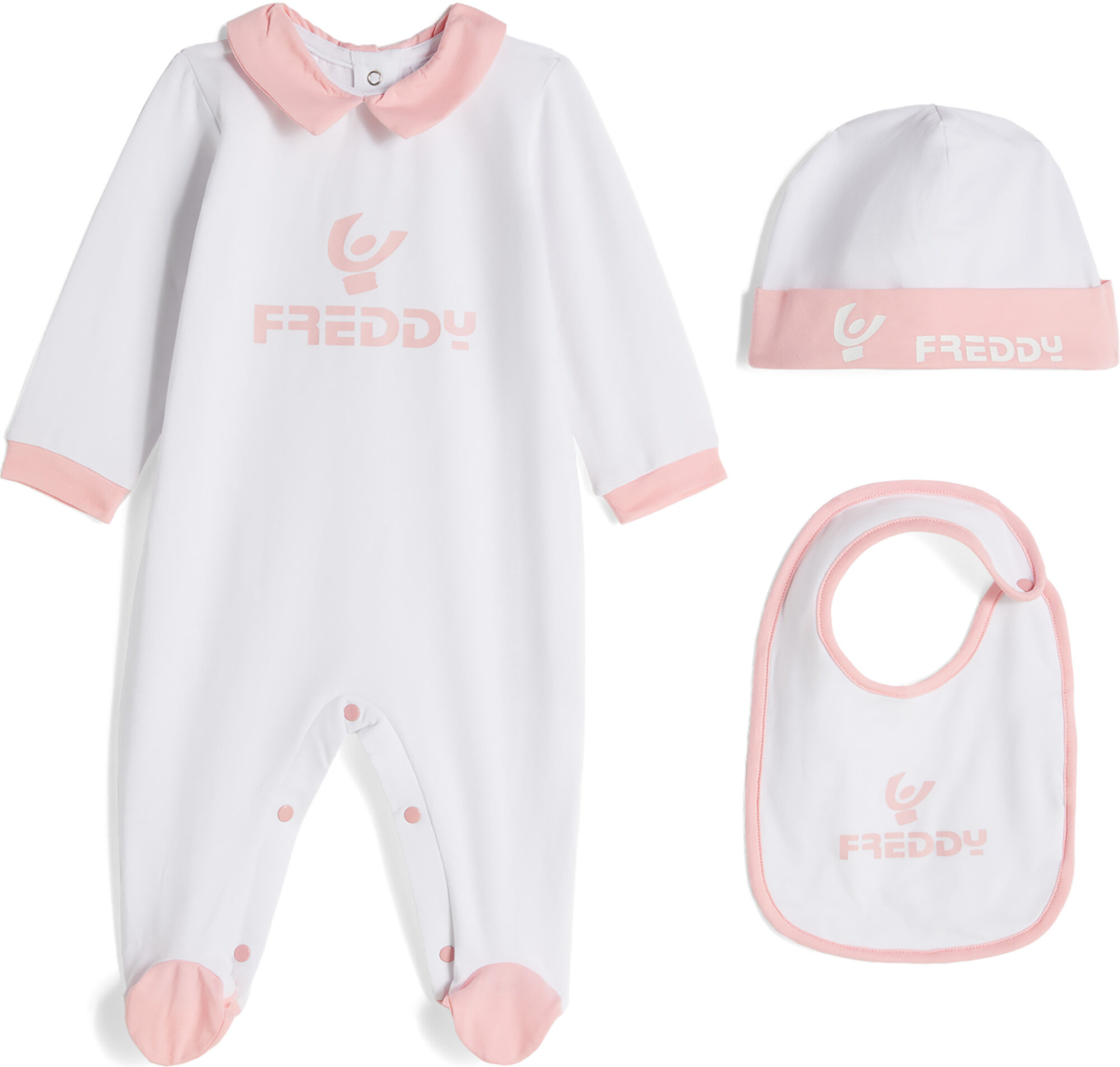 freddy set neonato da tre pezzi con dettagli pastello bianco junior 6 mesi