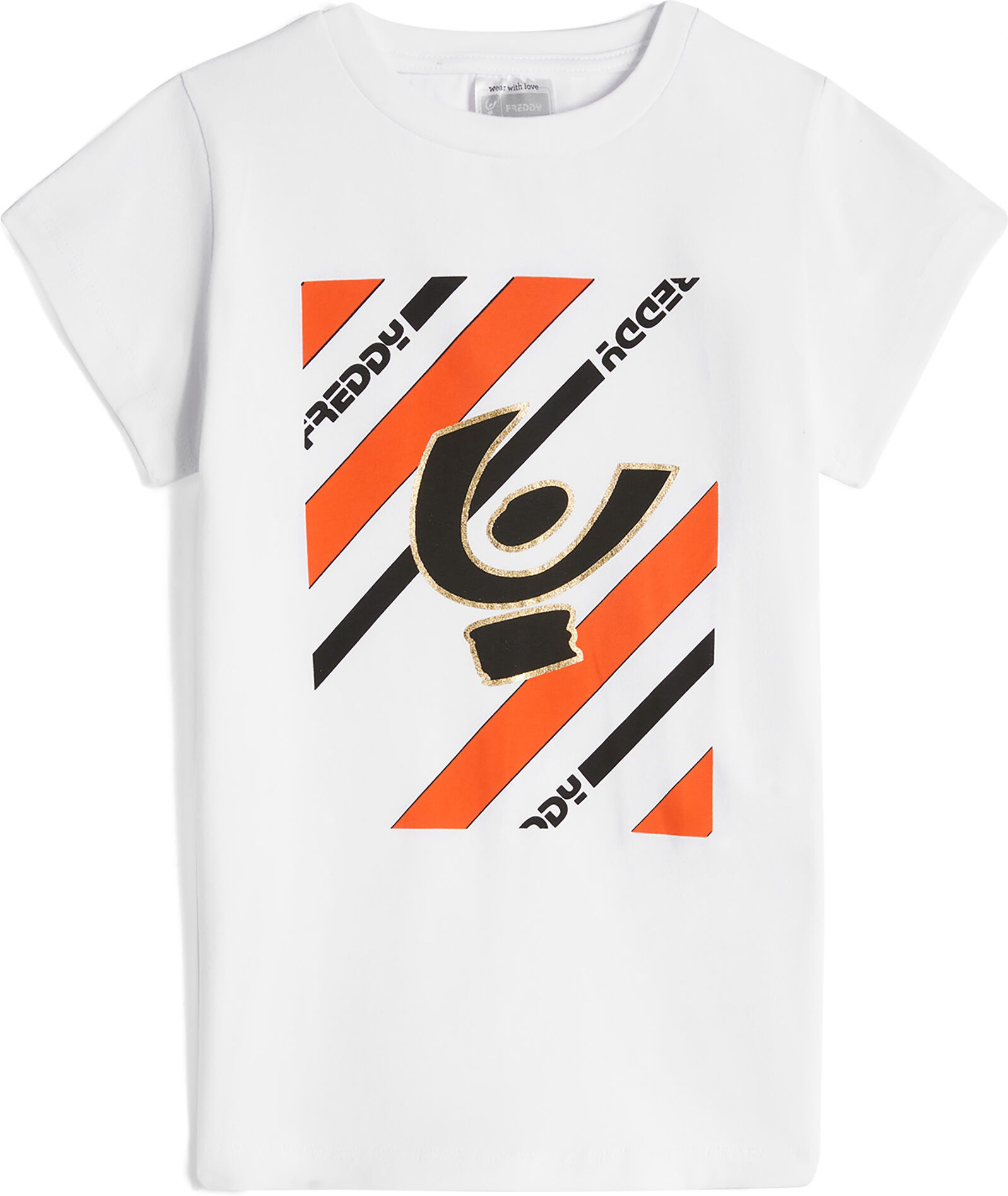 Freddy T-shirt da bambina con stampa colorata sul fronte Bianco Junior 5 Anni