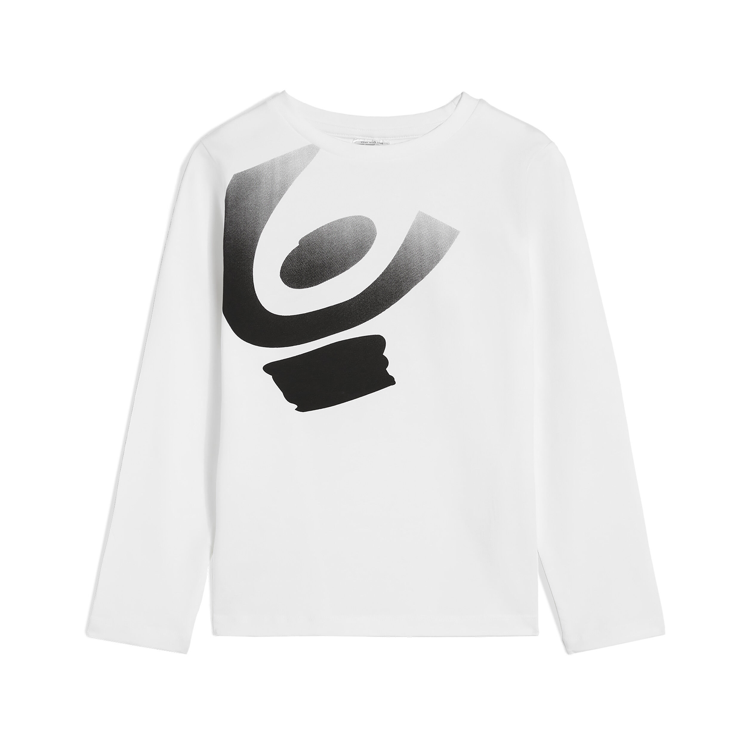Freddy T-shirt bambina manica lunga in cotone con maxi logo dégradé Bianco Junior 4 Anni