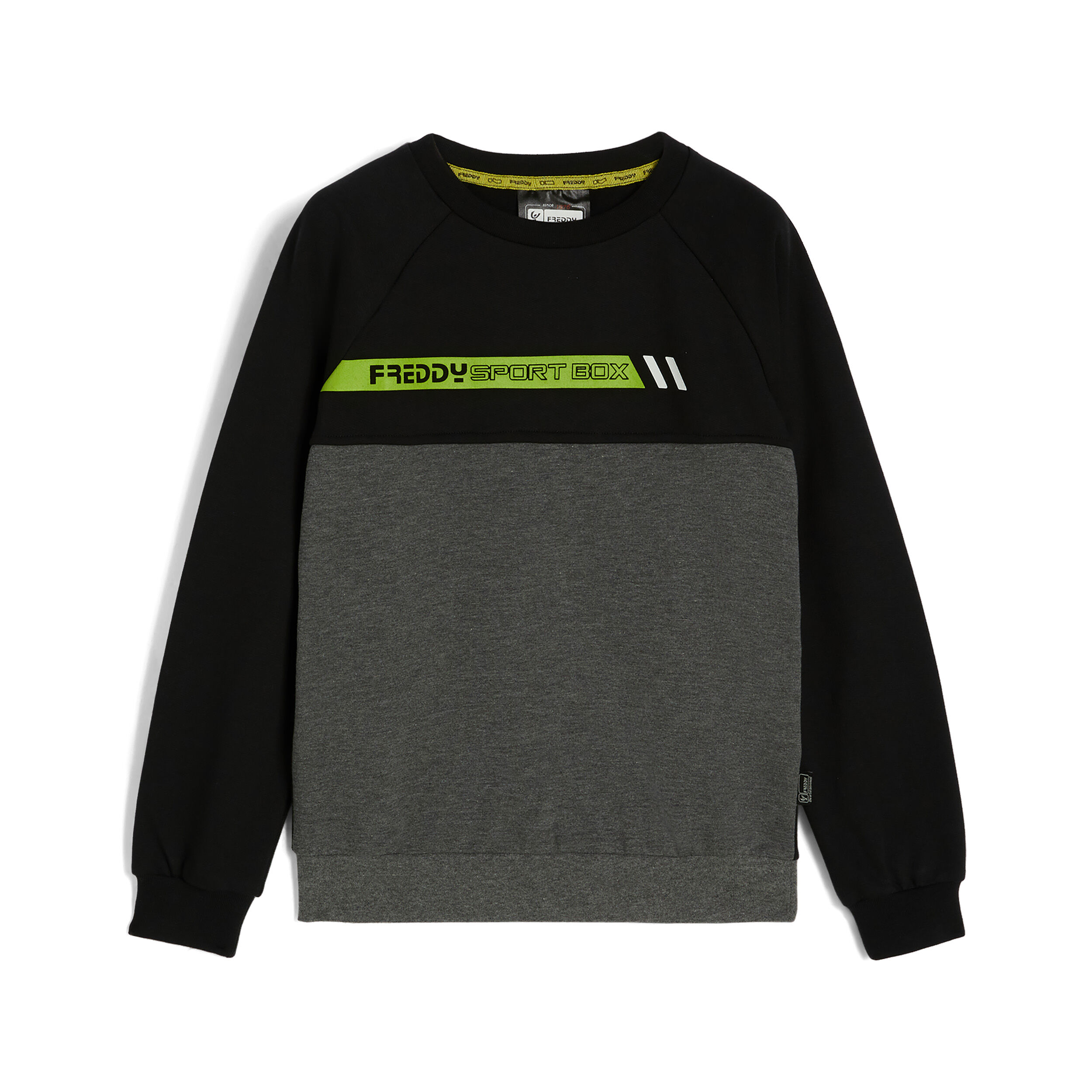 Freddy Felpa bambino con maniche raglan e stampa fluo Black Junior 12 Anni