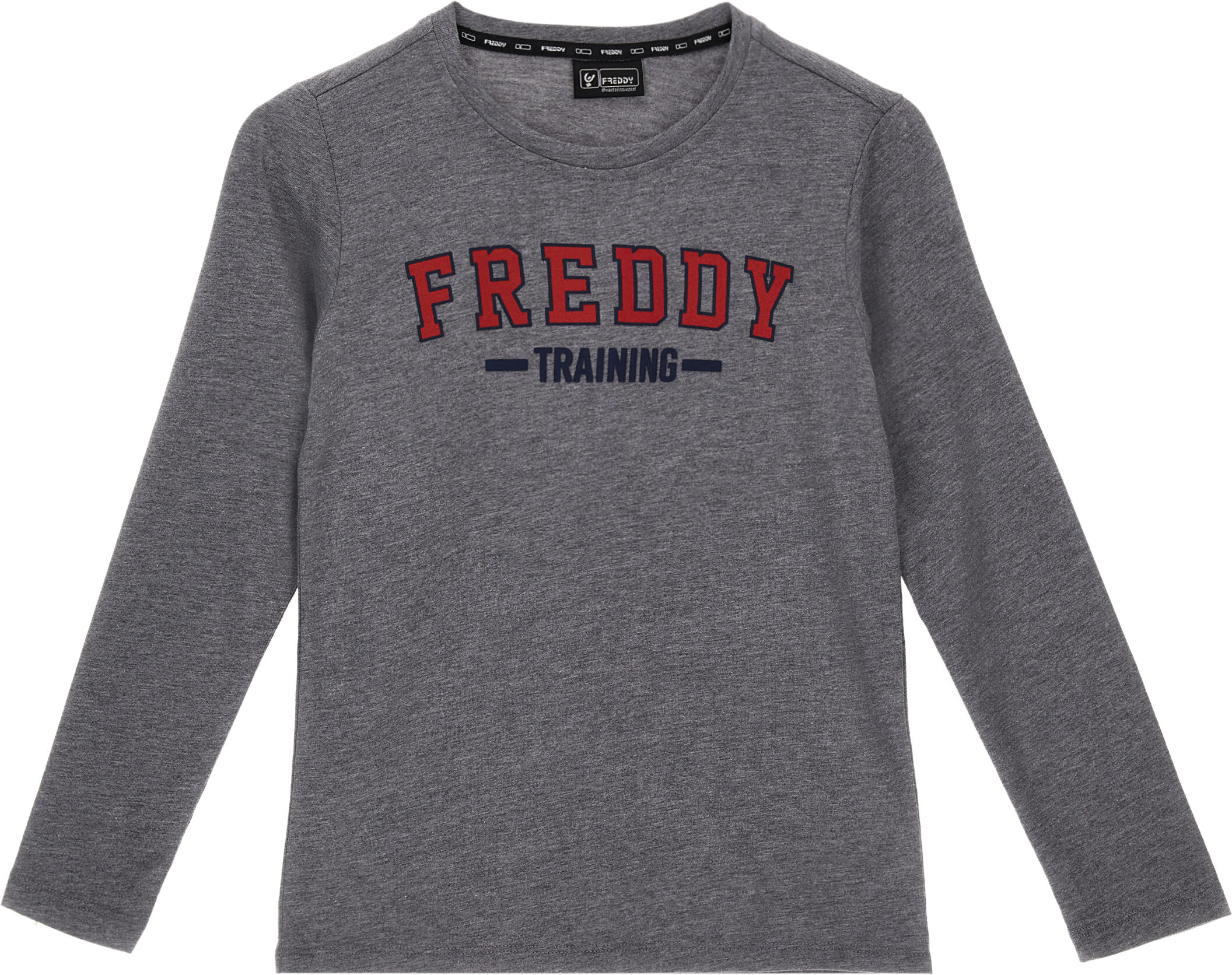 Freddy T-shirt manica lunga da bambino o bambina con stampa college Mèlange Gray Junior 12 Anni