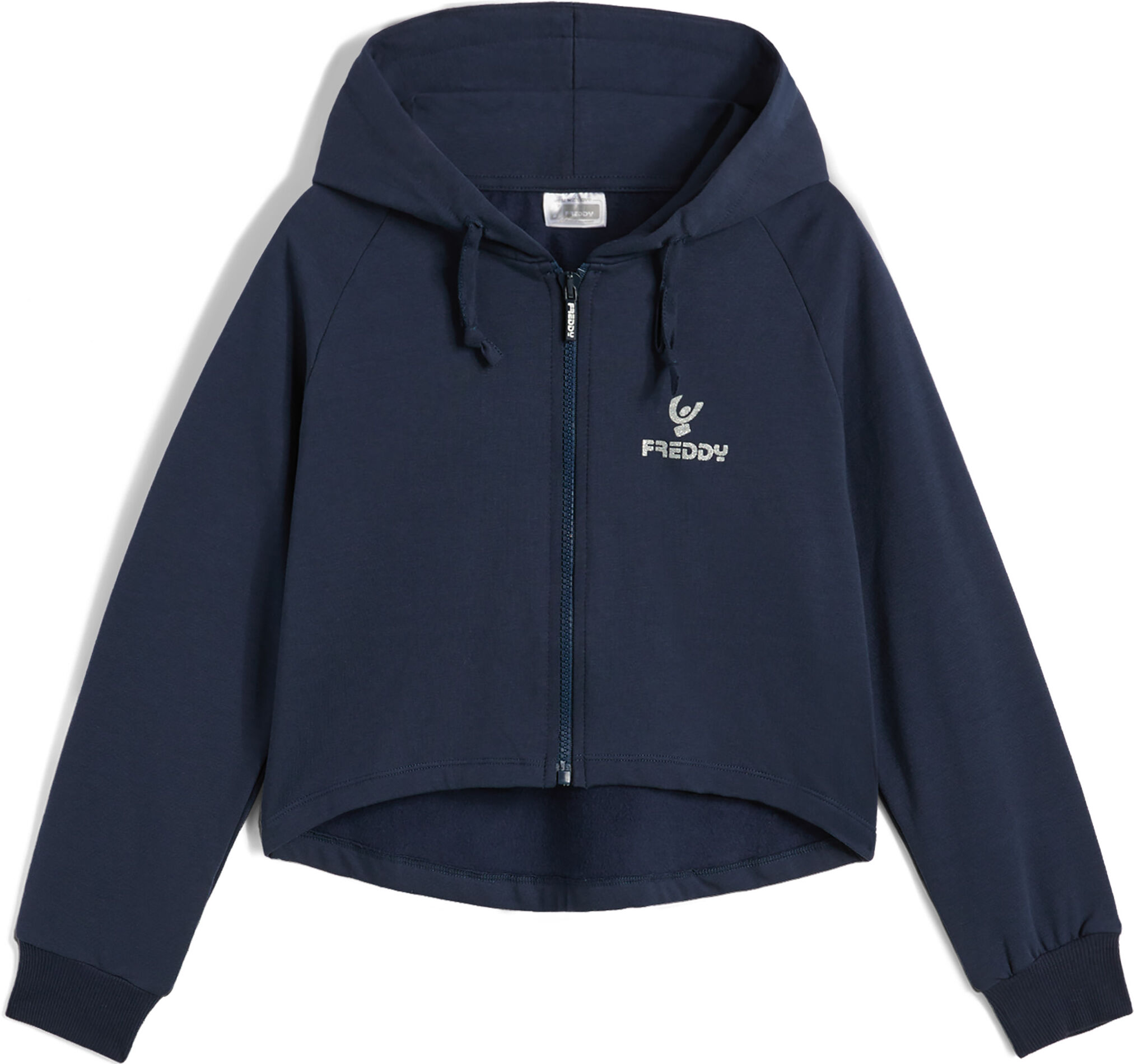 Freddy Felpa da bambina comfort fit corta in vita con cappuccio Blue Junior 4 Anni