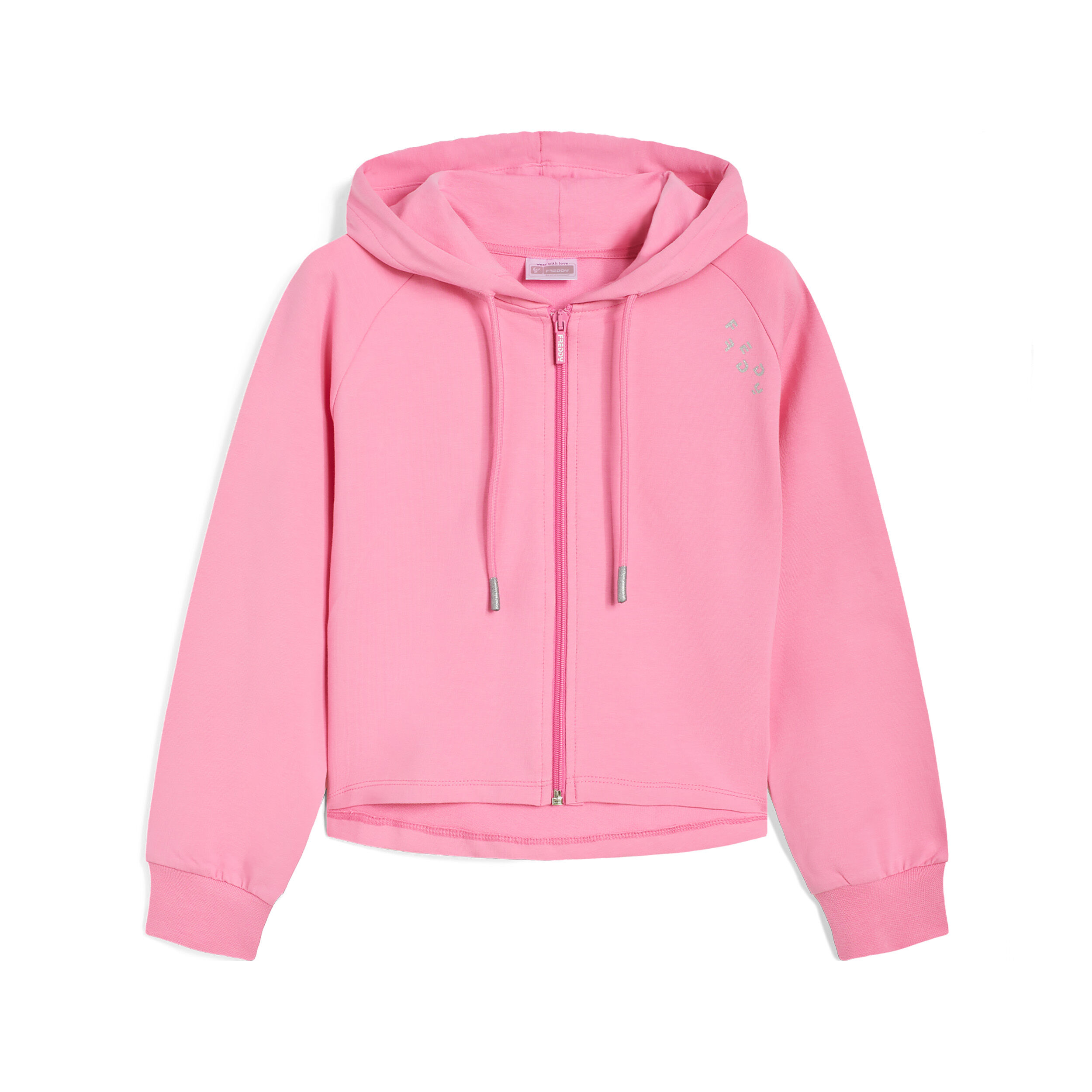 Freddy Felpa maniche raglan da bambina con zip e cappuccio Rosa Junior 6 Anni