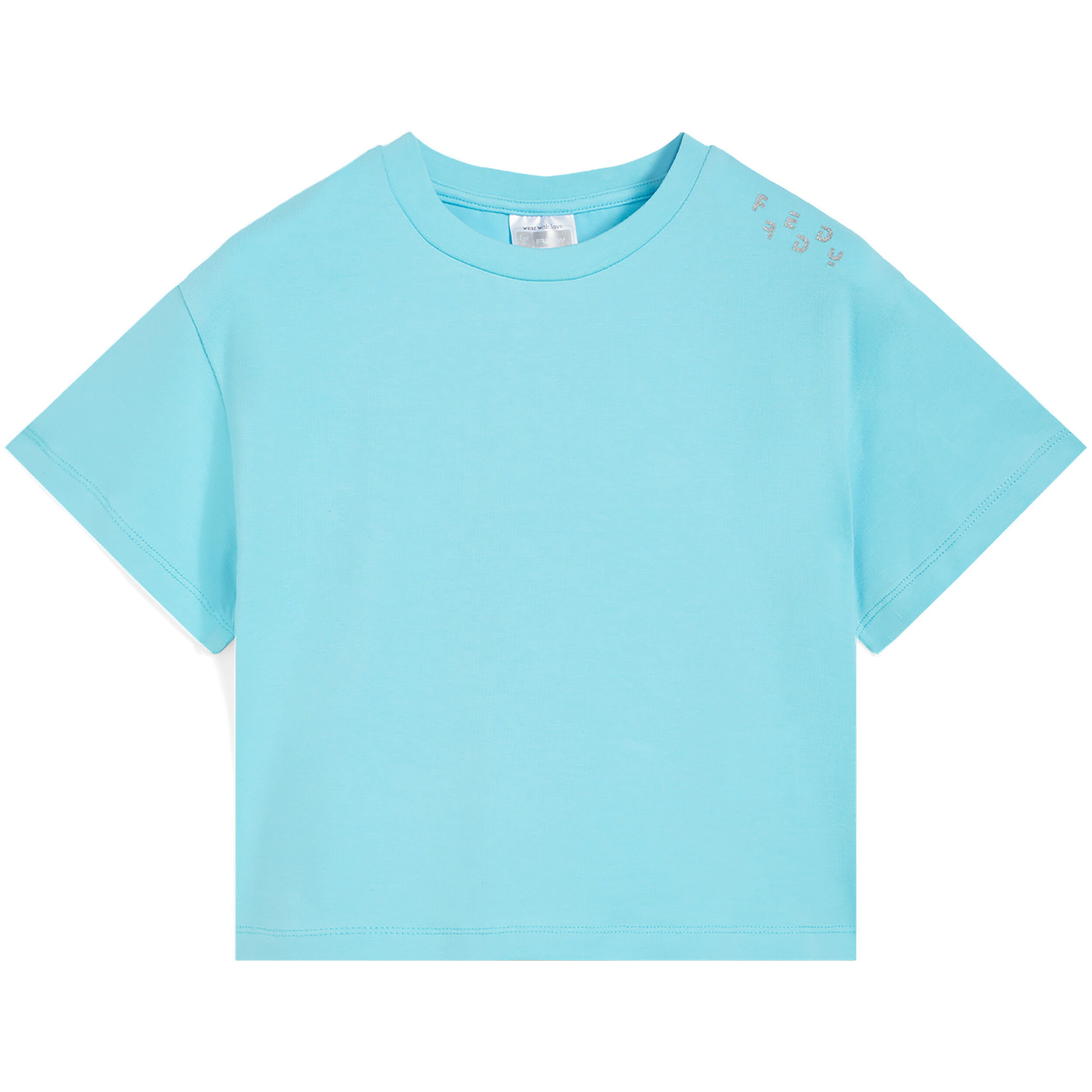 Freddy T-shirt corta da bambina con logo glitter sulla spalla Turchese Junior 4 Anni